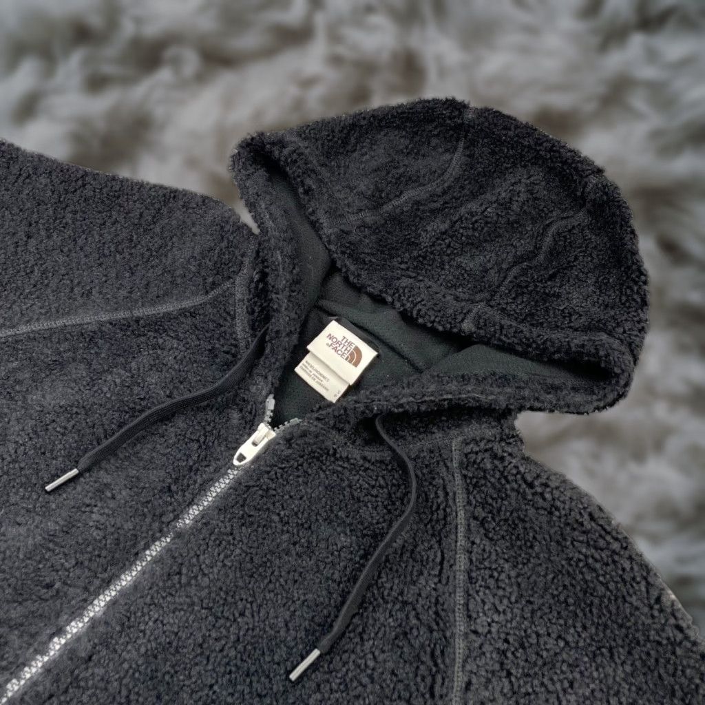 The North Face Jacket Men’s The North Face Deep Pile Sherpa Teddy Full Zip Anorak Black Small Hooded Regular Zip