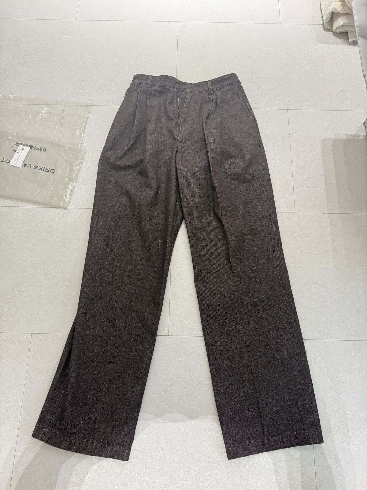 Dries Van Noten Dries Van Noten Pleated Brown Denim Pants Size US 30 / EU 46 - 1 Thumbnail