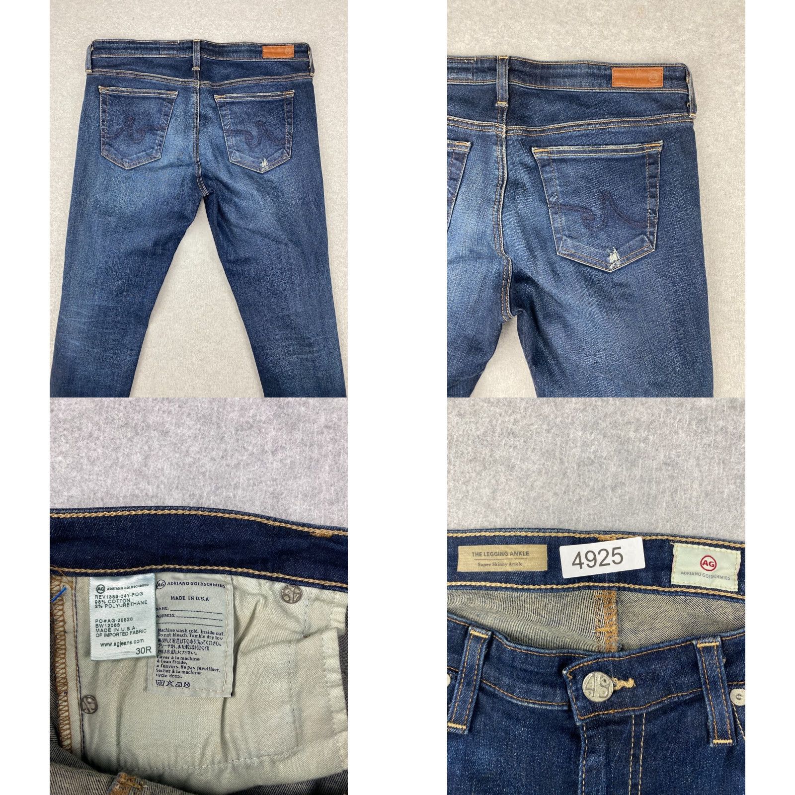 Vintage VINTAGE AG Adriano Goldschmied Jeans Womens 30 R The Legging Ankle Supper Skinny Blue Size 30" / US 8 / IT 44 - 8 Thumbnail