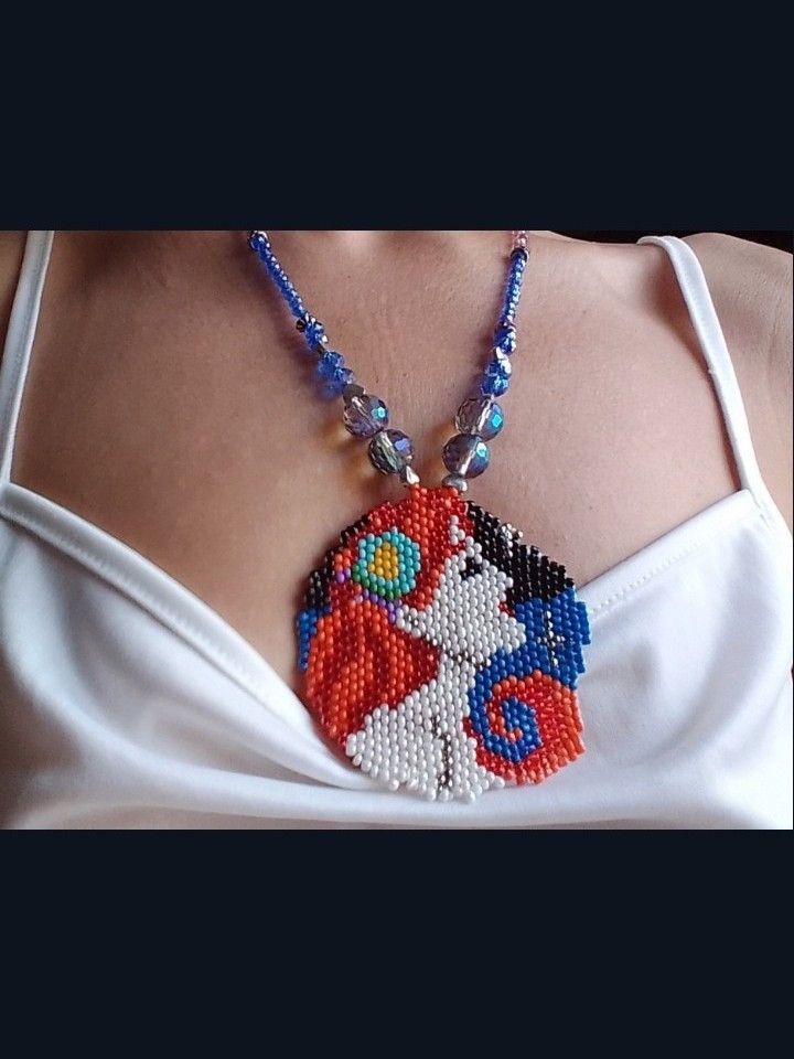 Handmade Necklace in crystal. Beaded pendant. Boho style Size ONE SIZE - 5 Thumbnail