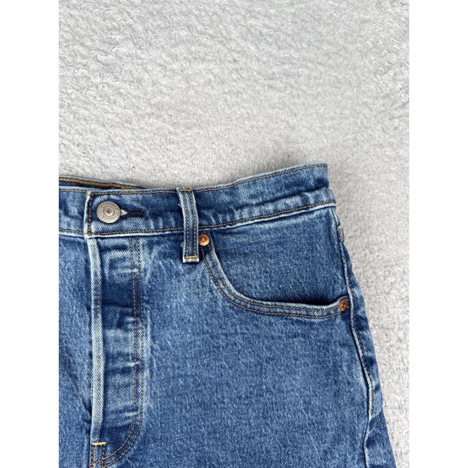 Levi's Levis Premium Ribcage Shorts Womens 29 Blue Denim Button Fly High Rise 5-Pocket Casua l Shorts Size 29" - 5 Thumbnail
