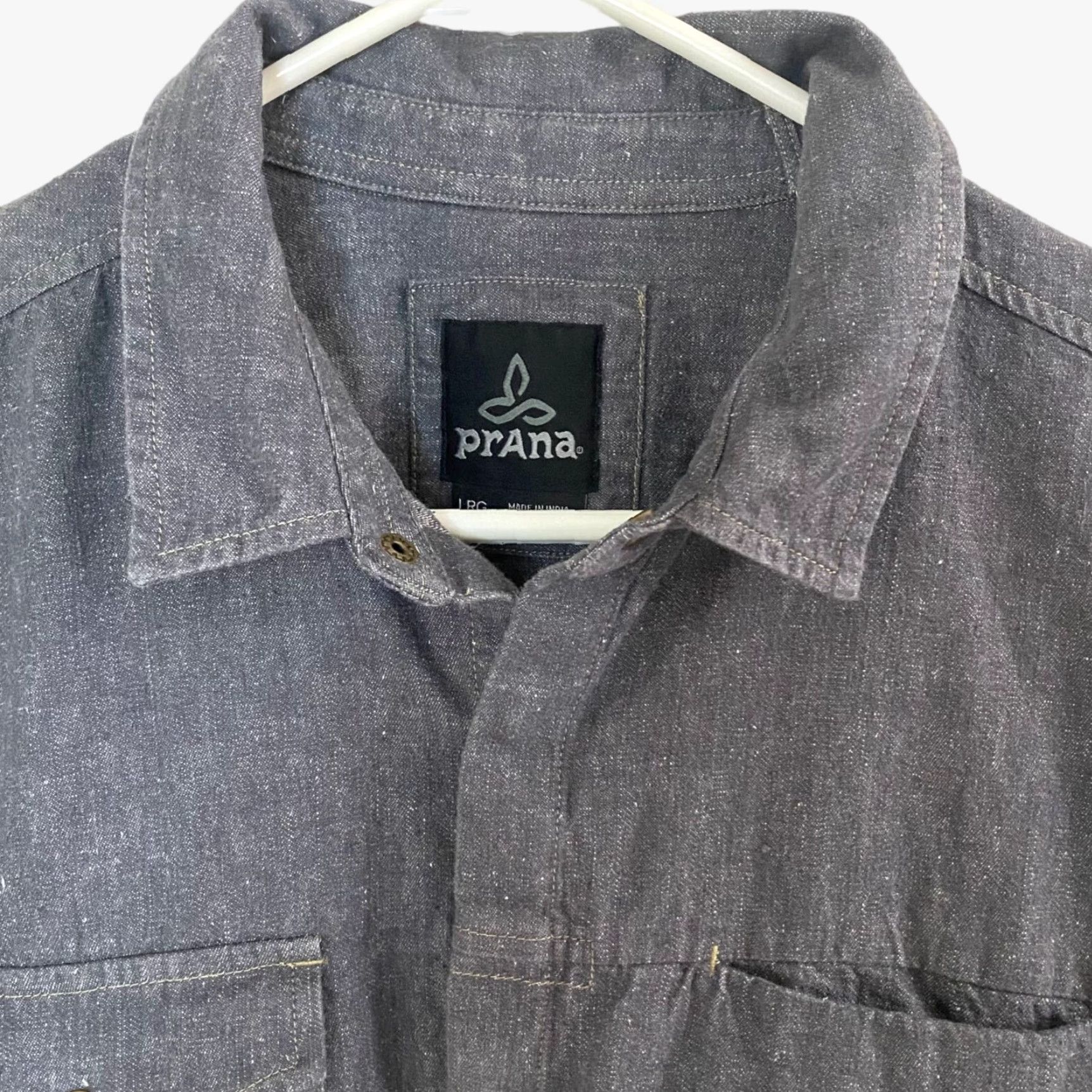 Prana Prana Lenny Overshirt Shirt Mens Large Gray Hemp Blend Snap Closure Button-Up Long Sleeve Size US L / EU 52-54 / 3 - 5 Thumbnail