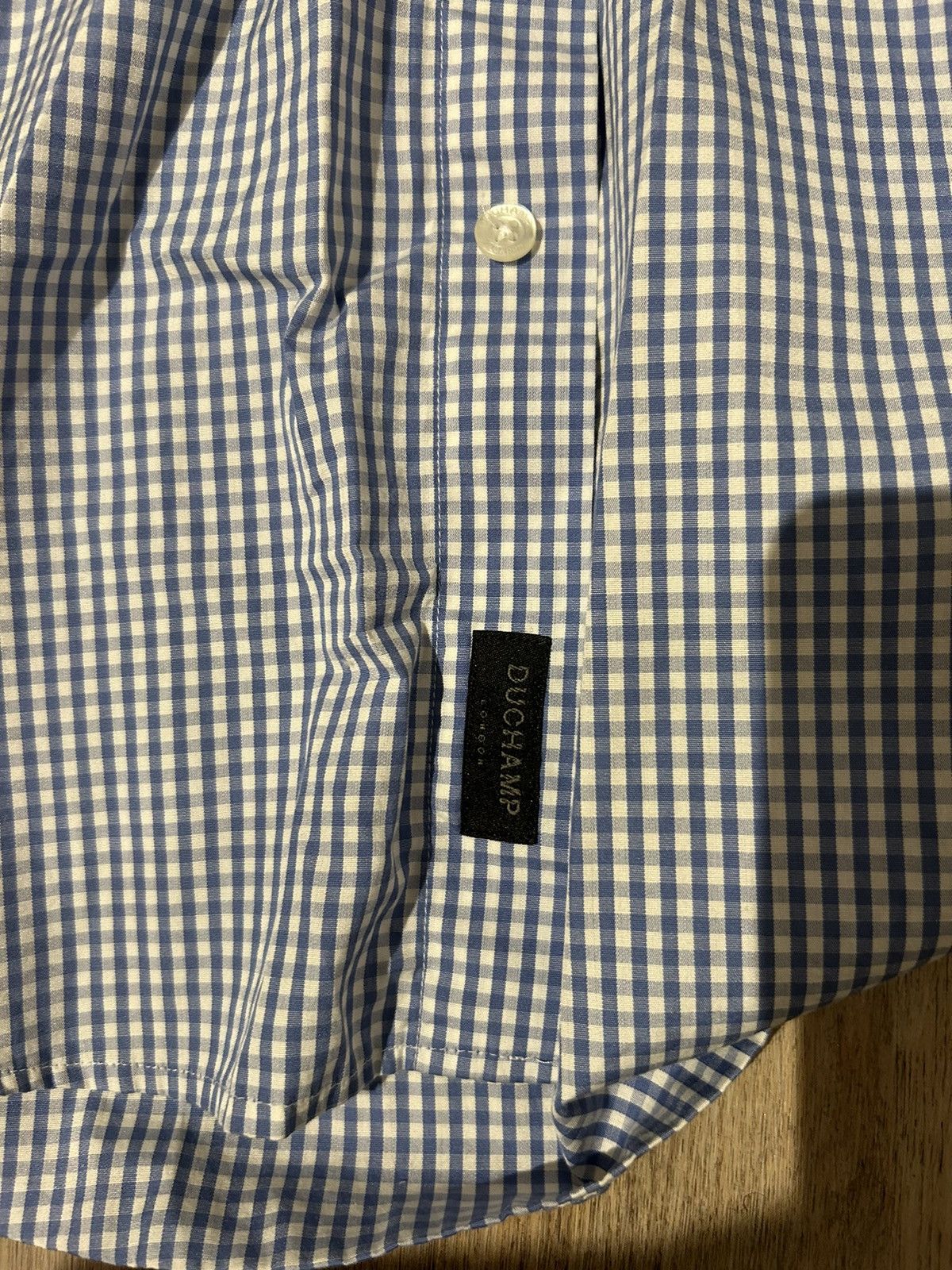 Duchamp London Blue and white check button up Size 50R - 8 Thumbnail