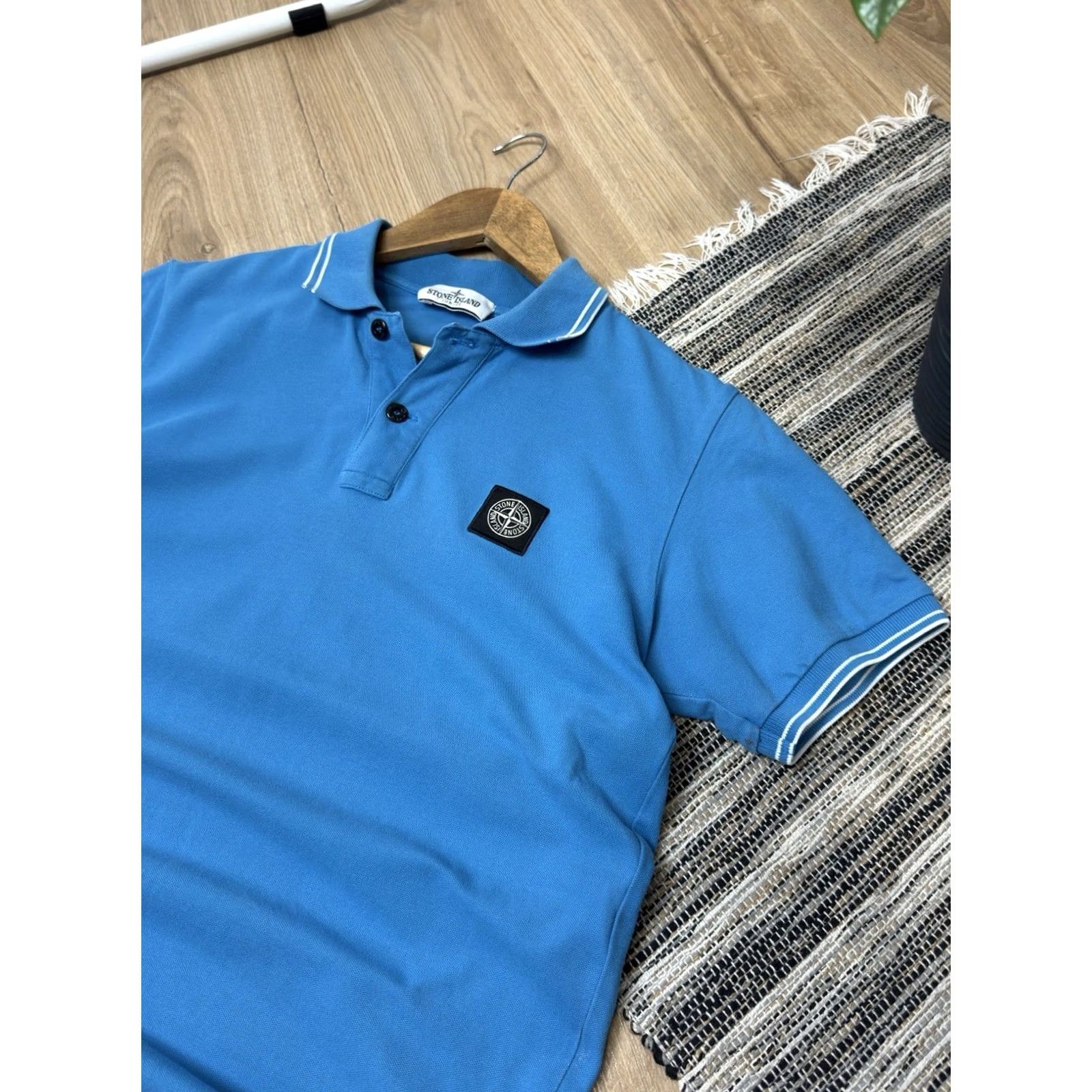 Stone Island STONE ISLAND Polo Shirt Slim Fit Blue Casual Men XL Junior S Slim Fit Stone Island 90s Classic Europe City Hype Polo Mens Size US S / EU 44-46 / 1 - 2 Thumbnail
