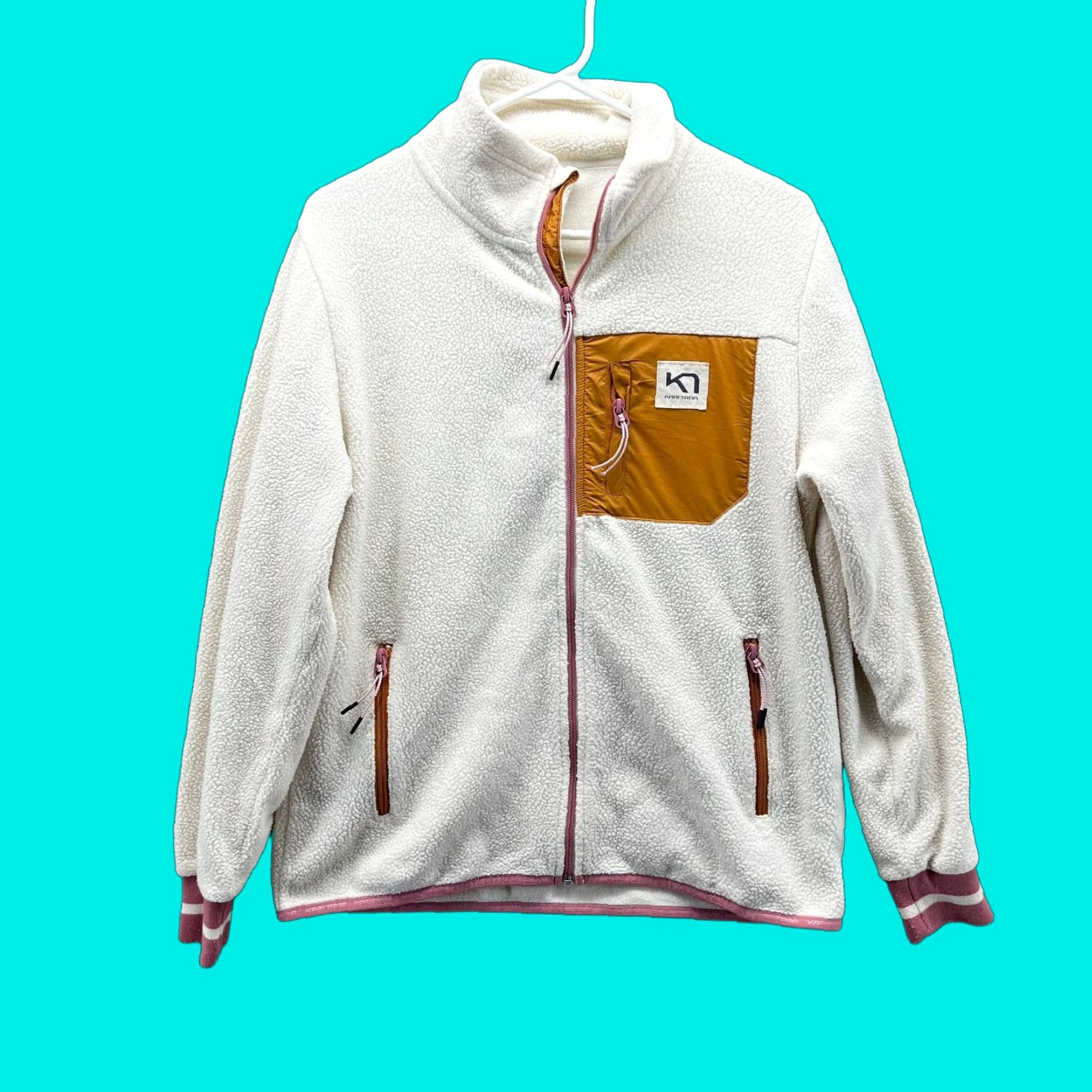 Vintage Karitraa Jacket Women Small White Full Zip Fleece Sherpa Midlayer Size S / US 4 / IT 40 - 1 Thumbnail