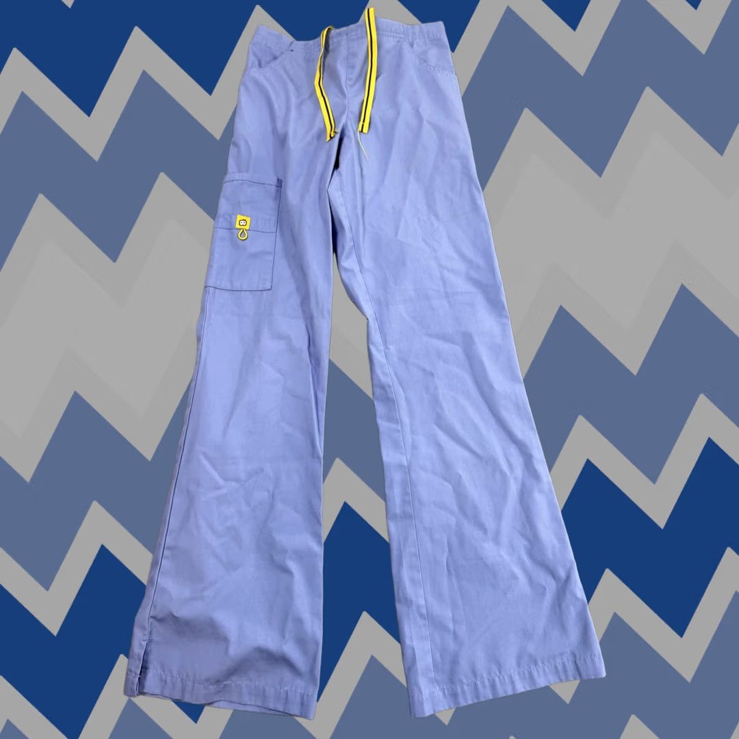 Vintage WonderWink Scrub Pants Womens XXS Blue Cargo Elastic Waist Drawstring Nurse Dr Size 24" / US 00 / IT 34 - 1 Thumbnail