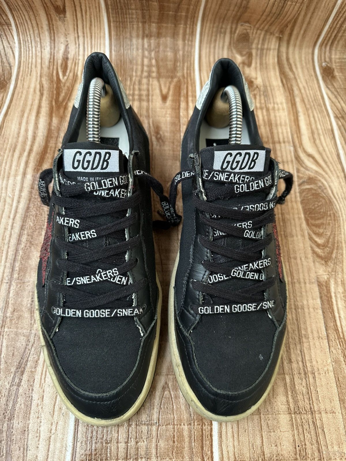 Golden Goose Golden Goose Ballstar Black Leather & Canvas Low Tops Size US 6 / EU 39 - 4 Thumbnail