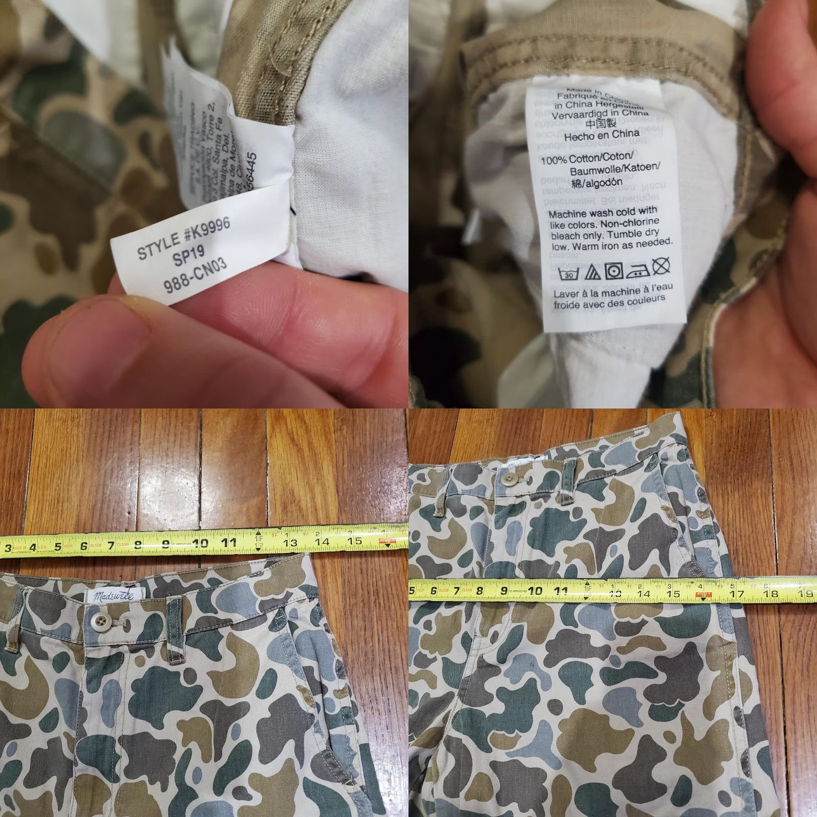 Madewell Madewell Cargo Pants Womens 25 Multicolor Camo Twill Straight Leg Casual Pockets Size 42" / US 20 - 8 Thumbnail