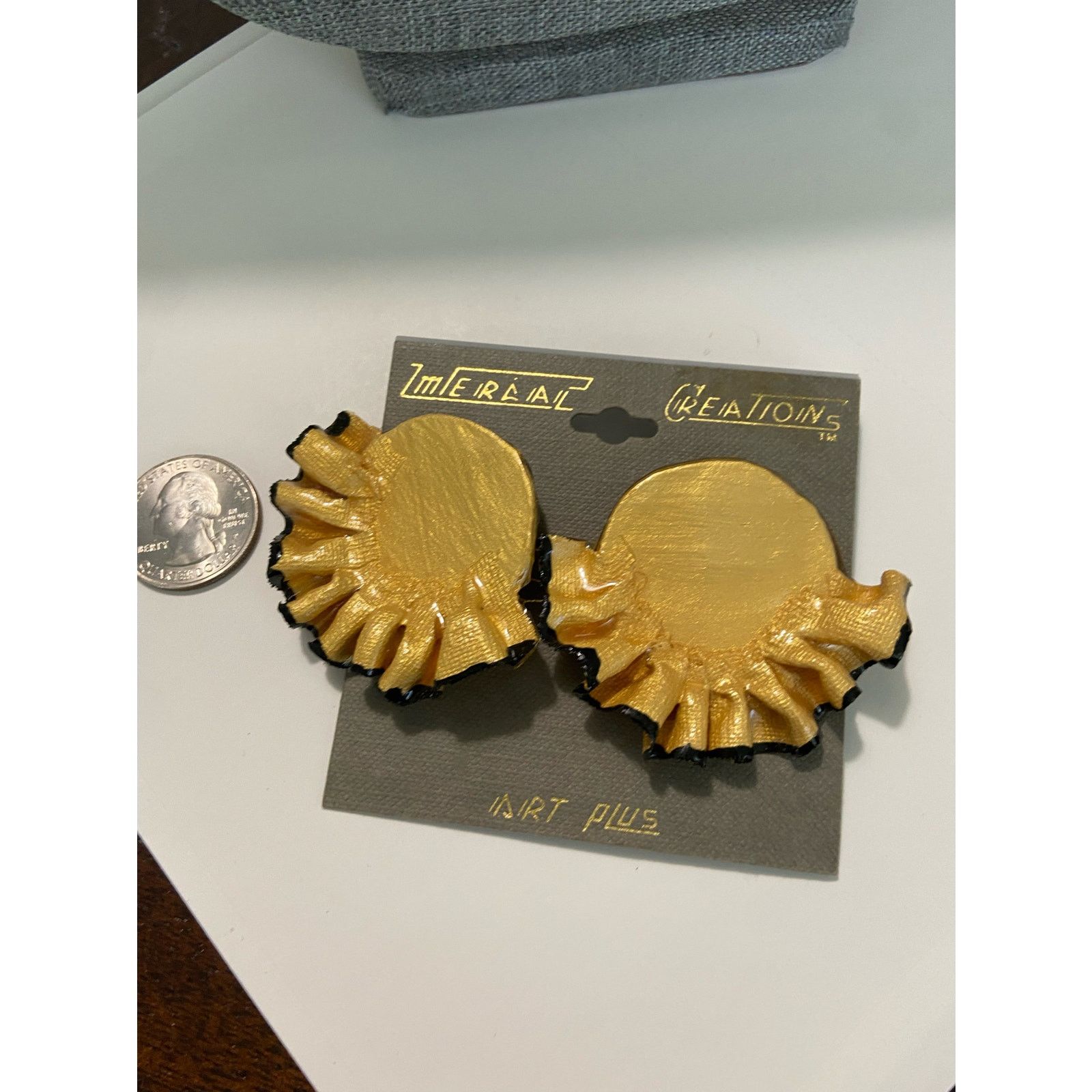 Vintage Vintage ruffled large yellow earrings Size ONE SIZE - 2 Thumbnail