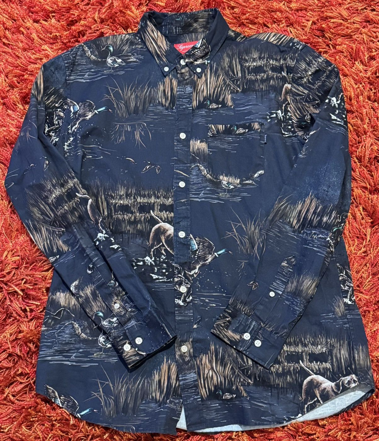 image of Supreme Ducks And Dogs Button Up F/w 2012 XL in Blue, Men's