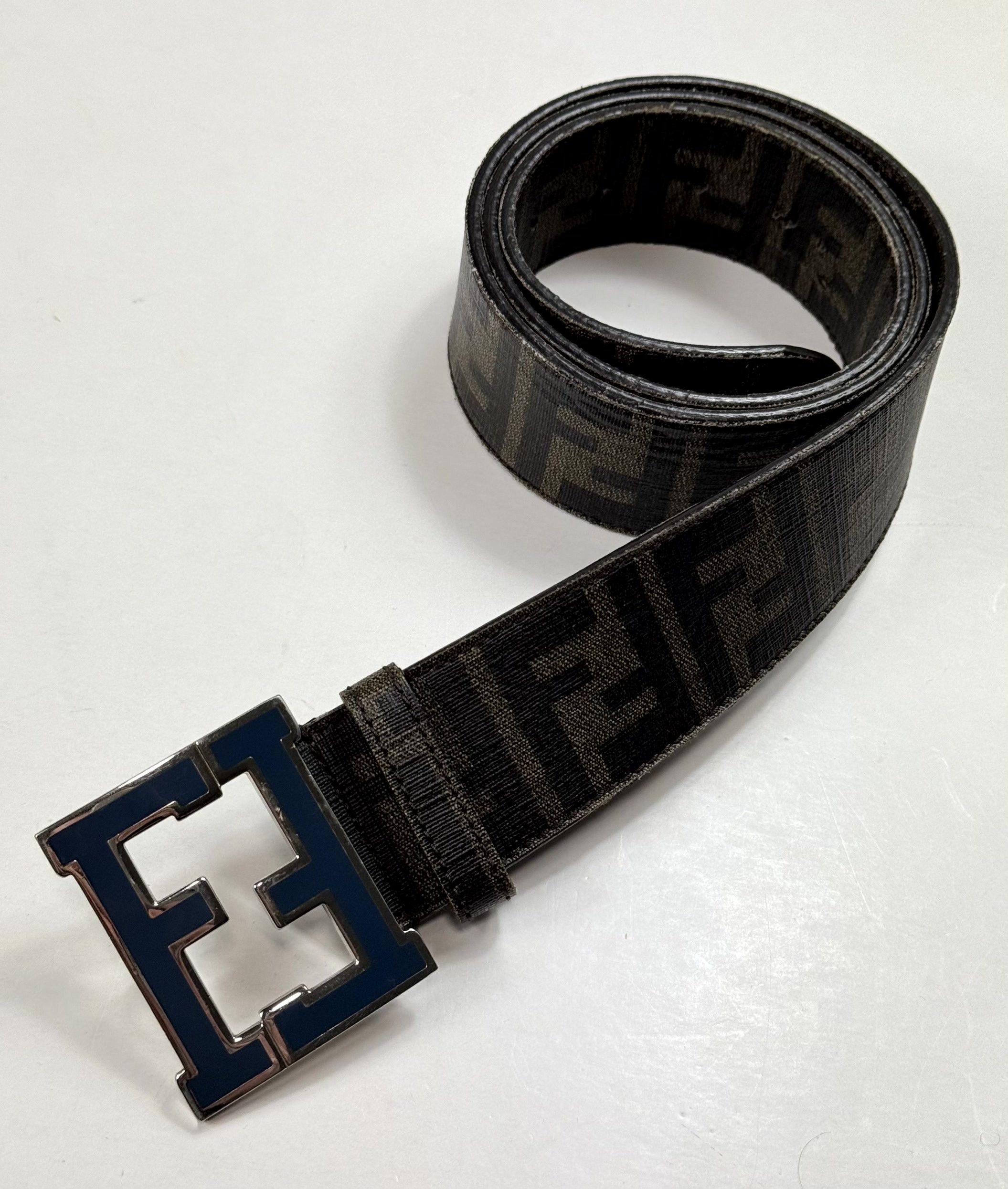 Fendi Fendi Brown Monogram Zucca FF Logo Leather Belt Size 95/38 Size ONE SIZE - 1 Thumbnail