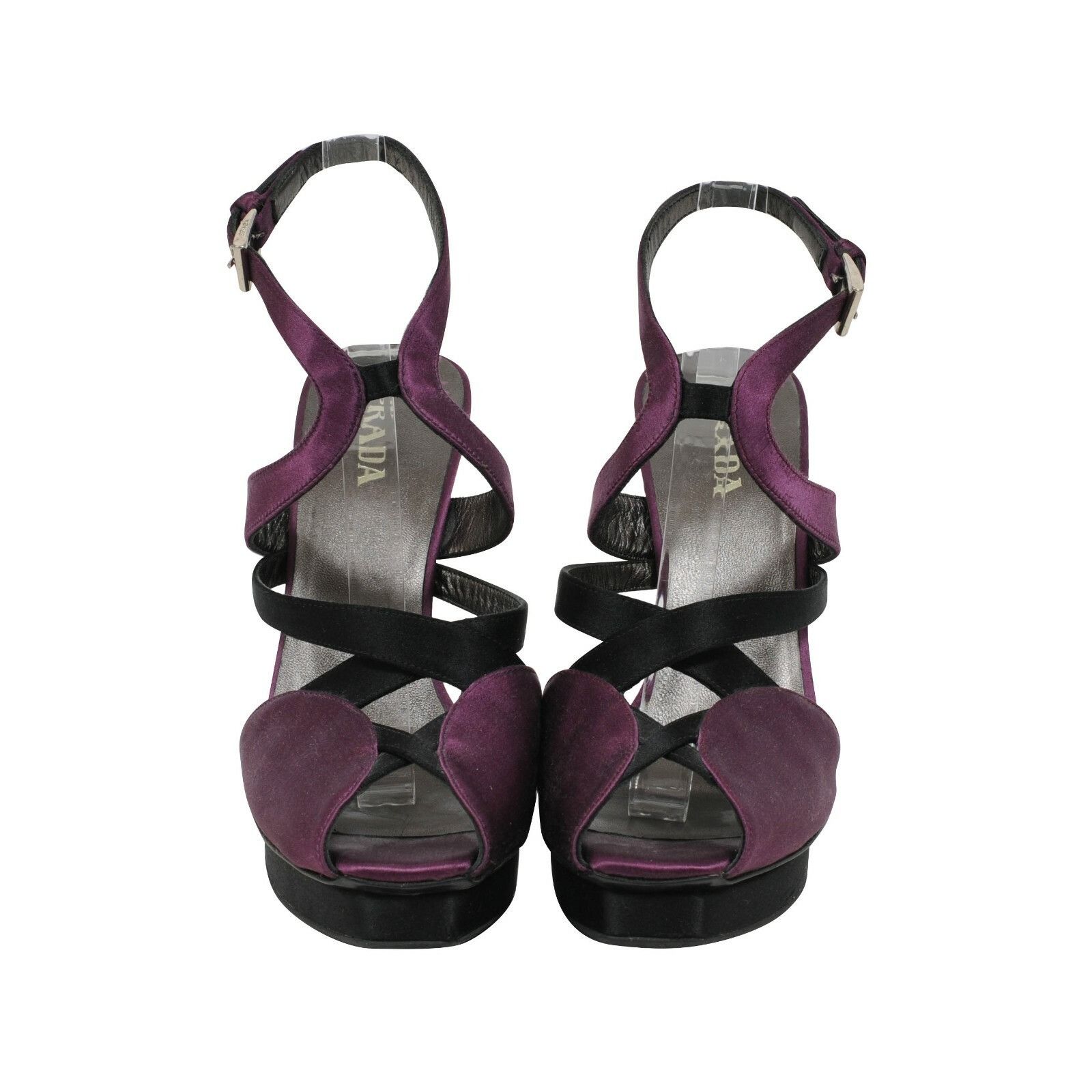 Prada Sandals Purple Violet Satin Open Toe Heels Size US 8.5 / IT 38.5 - 2 Thumbnail