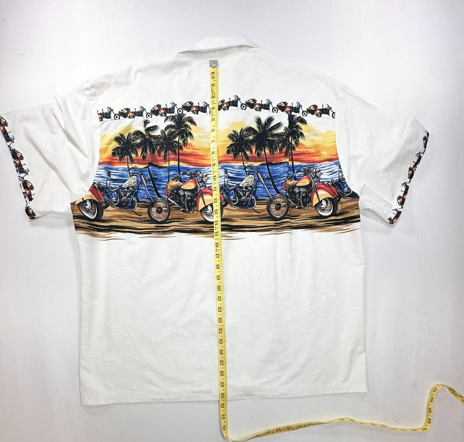 Other Ky's Motorcycle Graphic Print Hawaiian Shirt White Mens 2XL Size US XXL / EU 58 / 5 - 3 Thumbnail