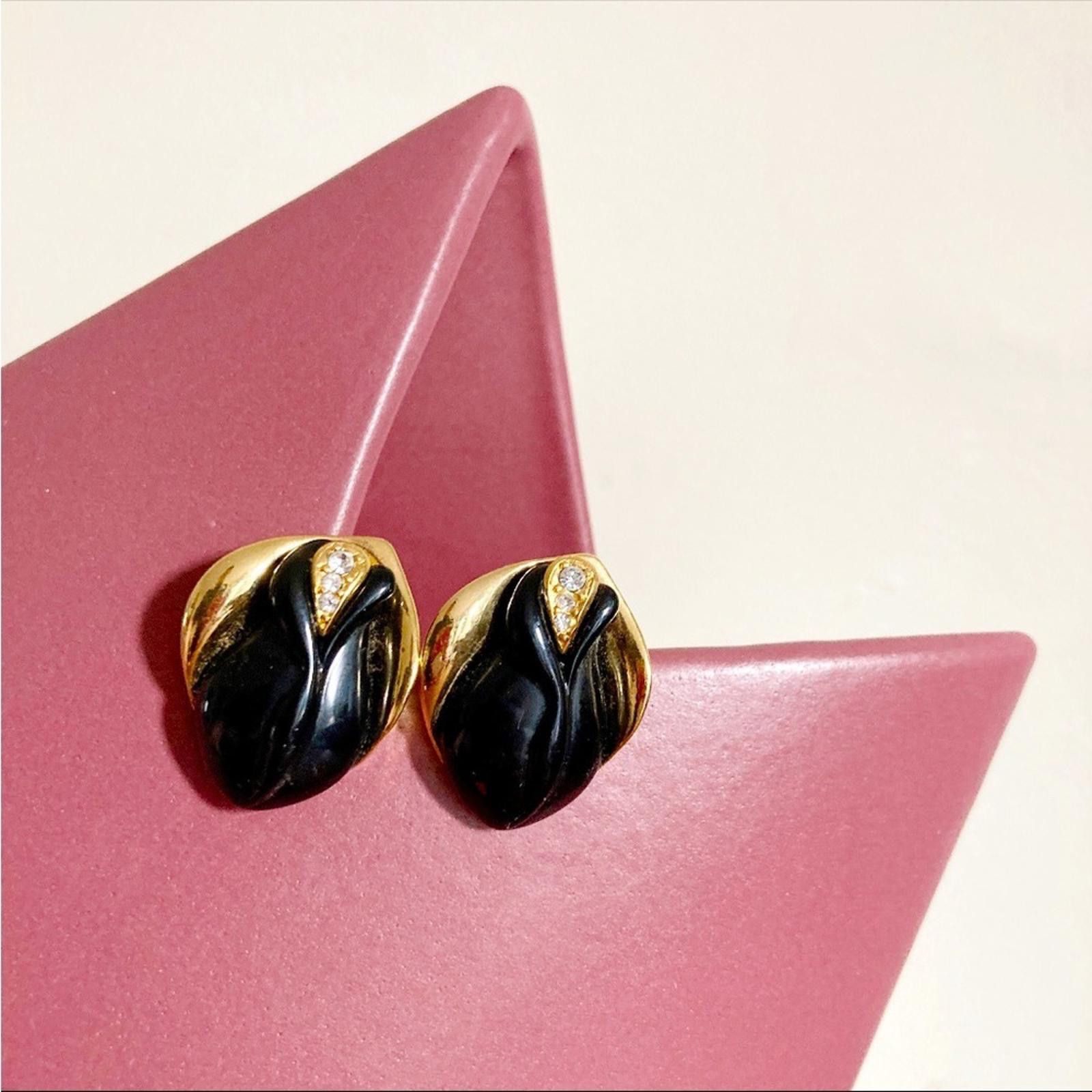 Other Vintage 1980's KJL for AVON Black Midnight Rose Earrings Size ONE SIZE - 1 Thumbnail