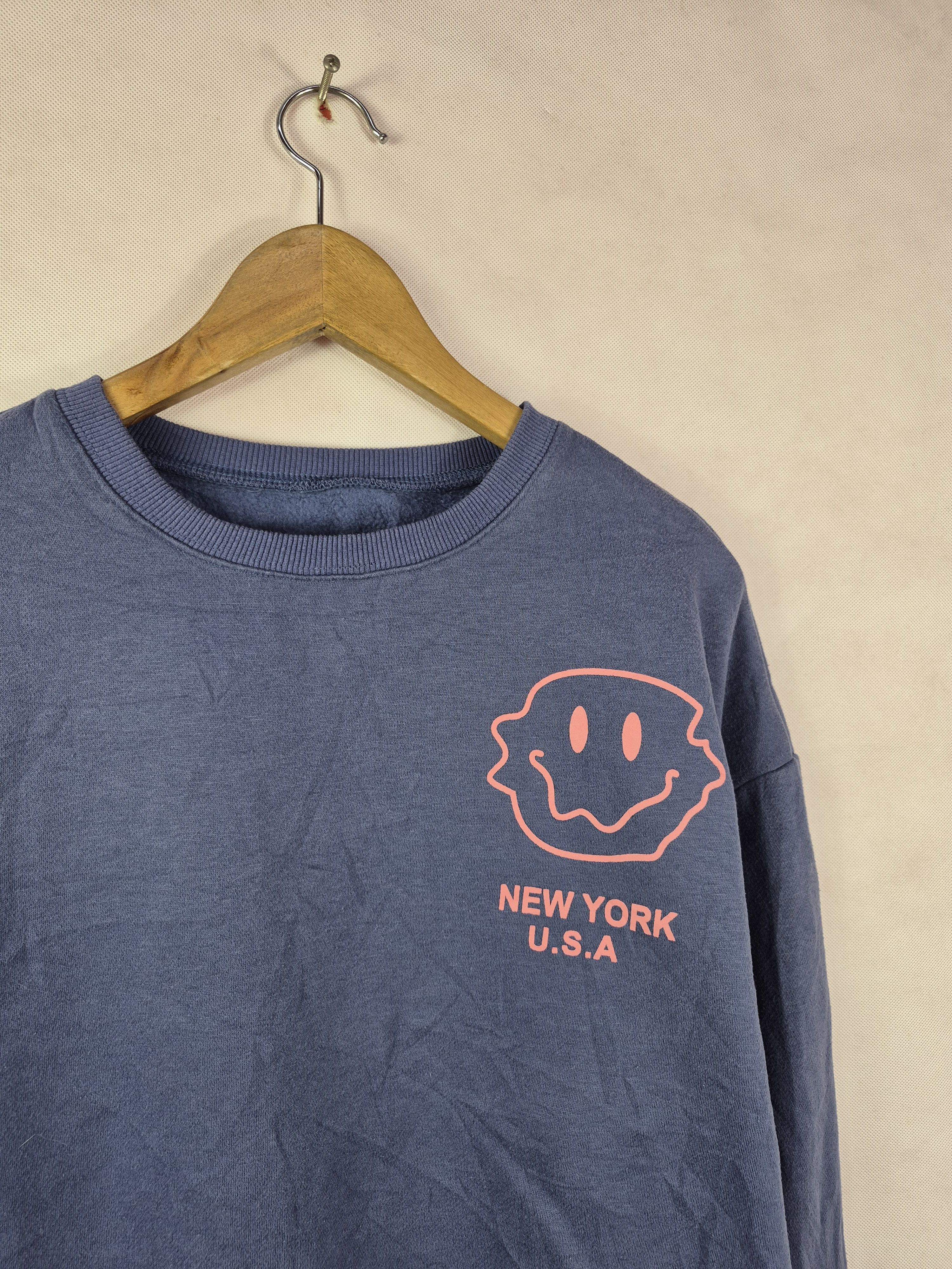 Vintage 🔥 New York USA Smiley Face Skate Sweatshirt Size US M / EU 48-50 / 2 - 2 Thumbnail