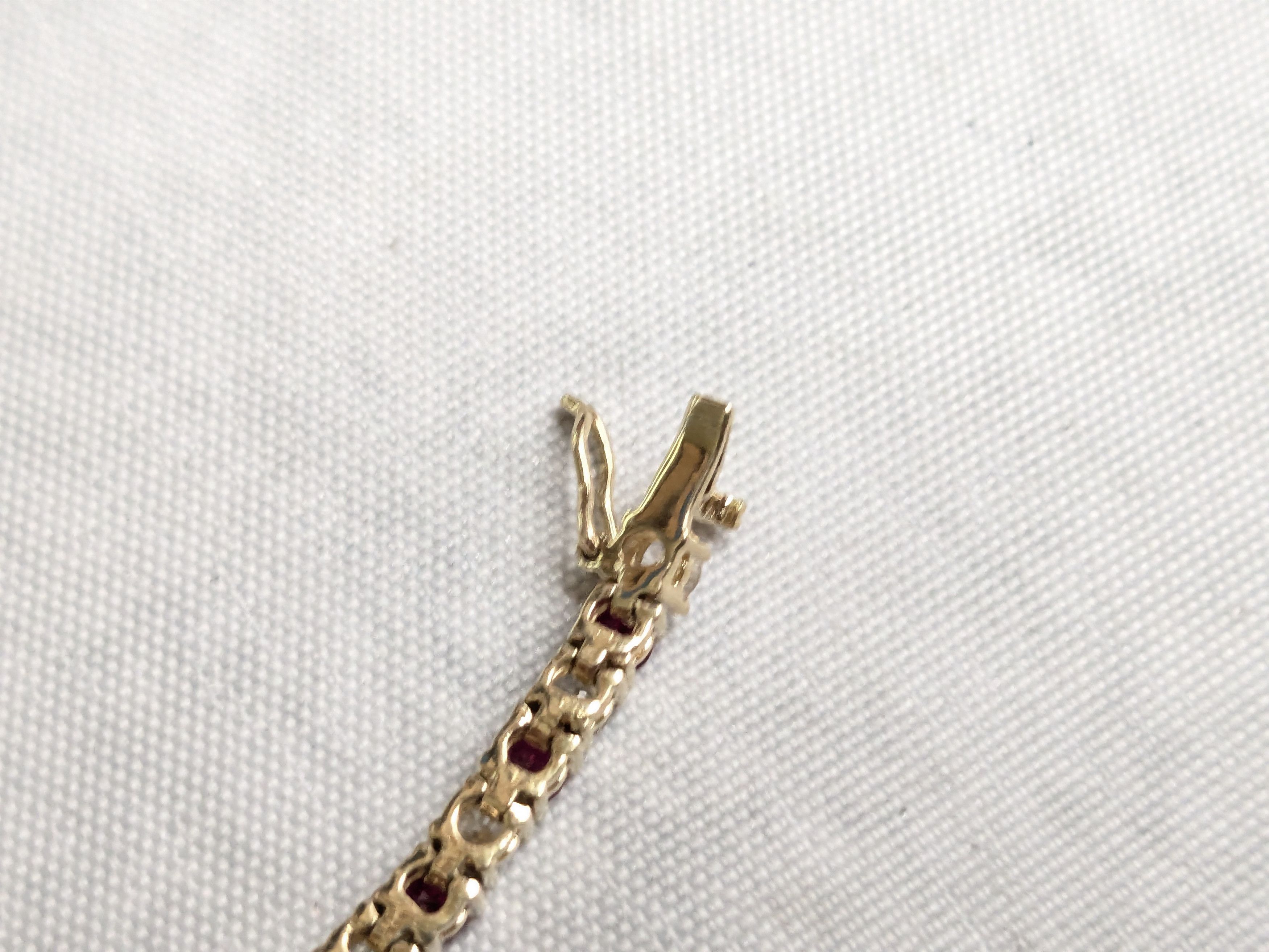 Jewelry Sterling Silver Tennis Bracelet Ruby CZ 7" Gold Plated Size ONE SIZE - 9 Thumbnail