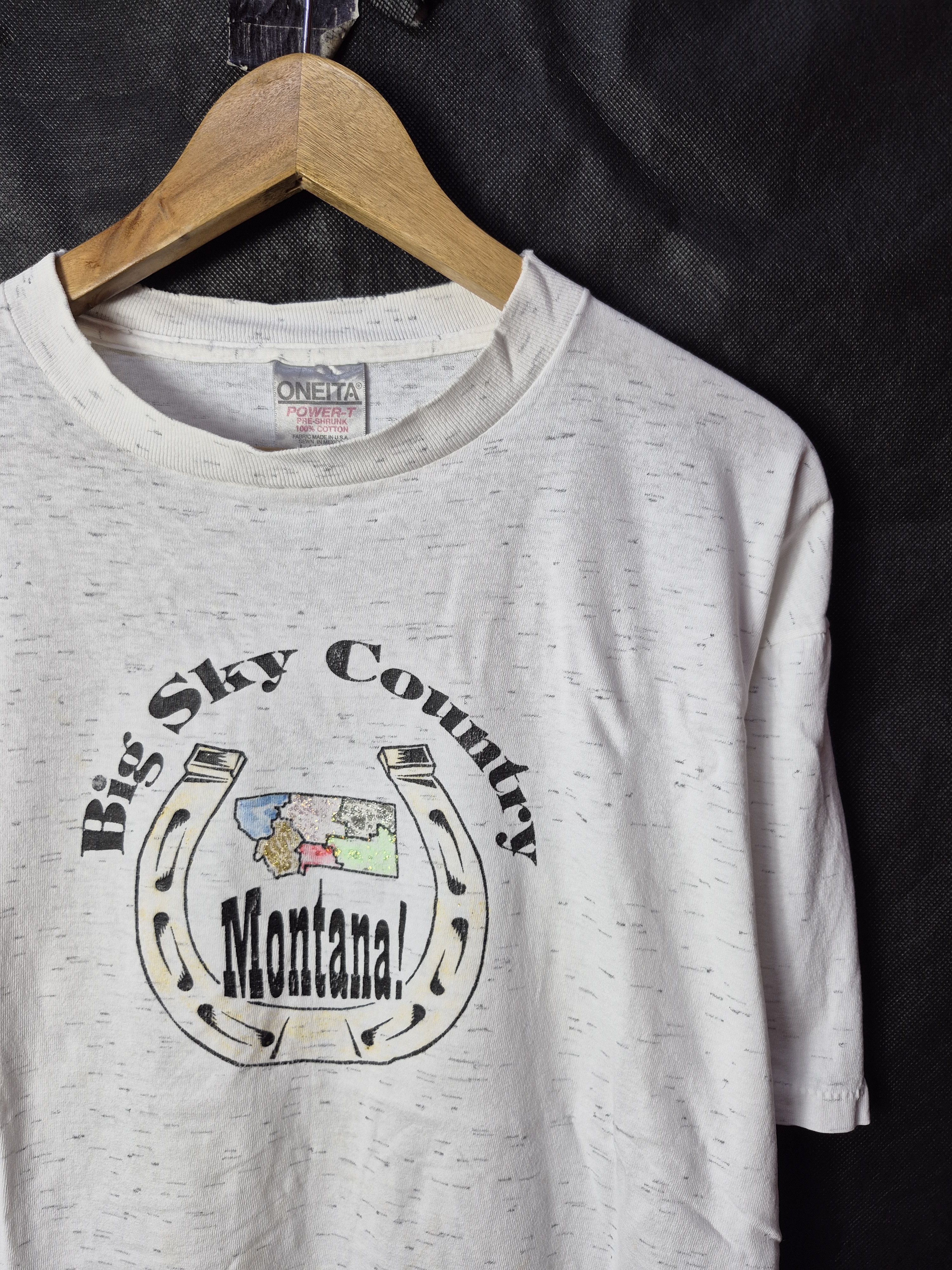 Vintage 🔥 Vintage 90s Oneita Montana Big Sky Country Tee Size US L / EU 52-54 / 3 - 2 Thumbnail