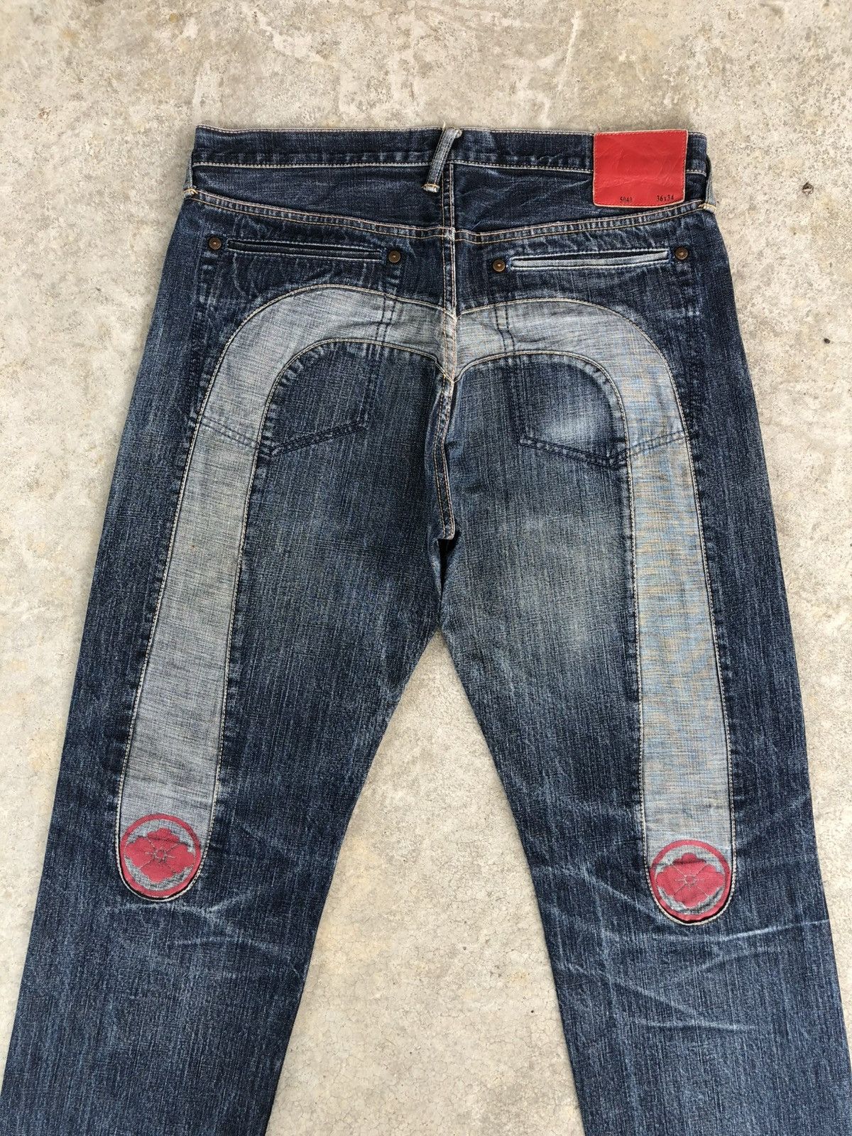 Evisu Evisu Lot 5040 Sakura Daicock Selvedge Denim Distressed Size US 35 - 8 Thumbnail