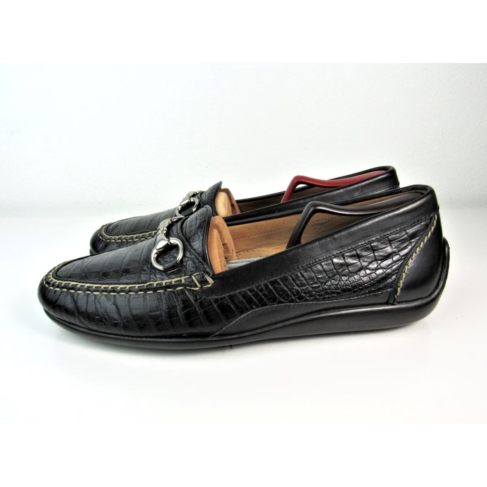Vintage Martin Dingman Black Loafers Mens 11.5 Medium Casual Slip On Leather Alligator Grain Size US 11 / EU 44 - 3 Thumbnail