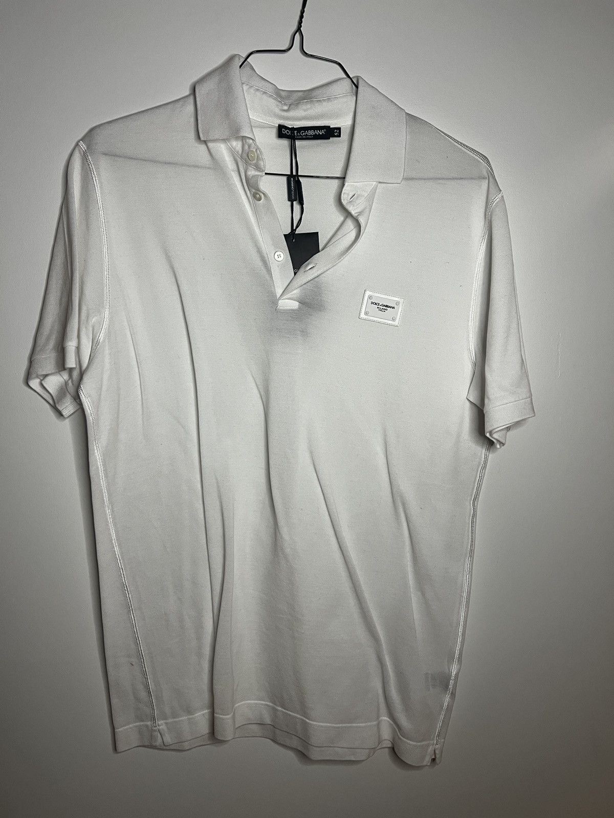 Dolce & Gabbana Dolce & Gabbana White Logo Plaque Polo Shirt New Size 52 Size US XXL / EU 58 / 5 - 7 Thumbnail
