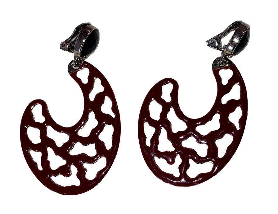 Oscar De La Renta Oscar de la Renta Pink Enamel Cut Out Drop Hoop Earrings Size ONE SIZE - 3 Thumbnail