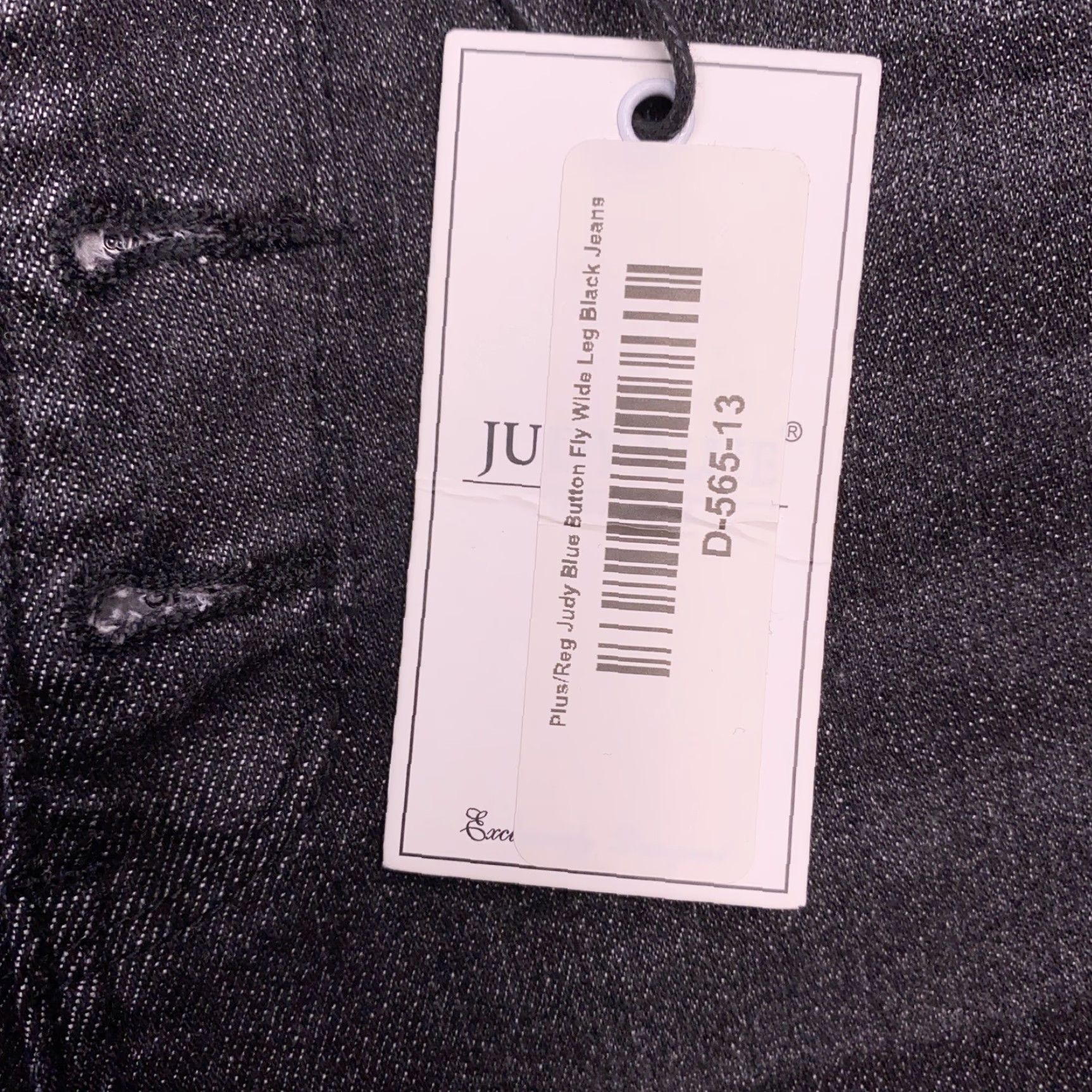 Vintage Judy Blue Jeans 31 Black Wide-Leg Stretch Button Fly 5-Pocket City Womens Vote: Union? Size 24" / US 00 / IT 34 - 6 Thumbnail