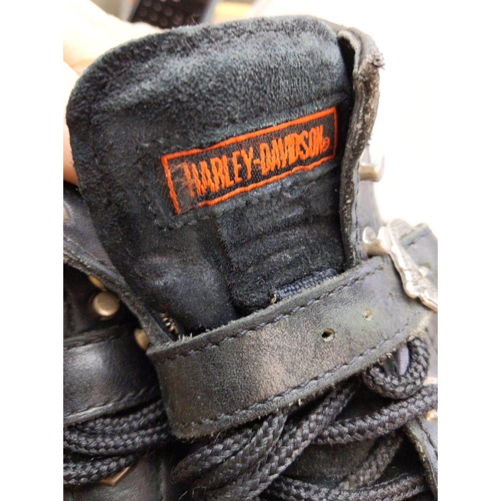 Harley Davidson Harley-Davidson Boots Womens 6.5 Black Leather Ankle Strap Motorcycle Biker Winter Lug Outsole Buckle Lace Up Size US 7 / IT 37 - 5 Thumbnail