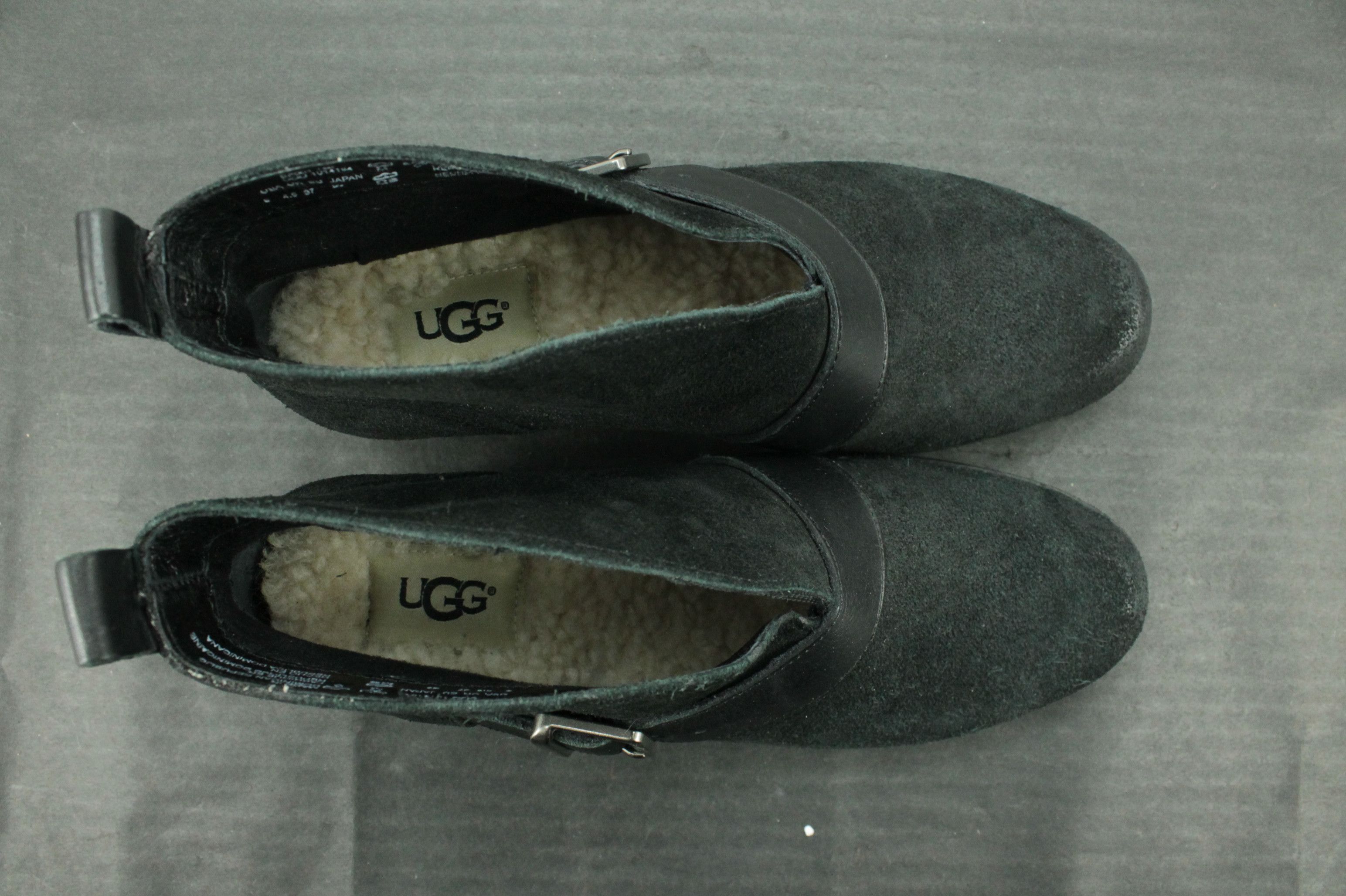 Ugg UGG Australia Wright Belted Black Suede Ankle Booties Size US 7 / IT 37 - 6 Thumbnail