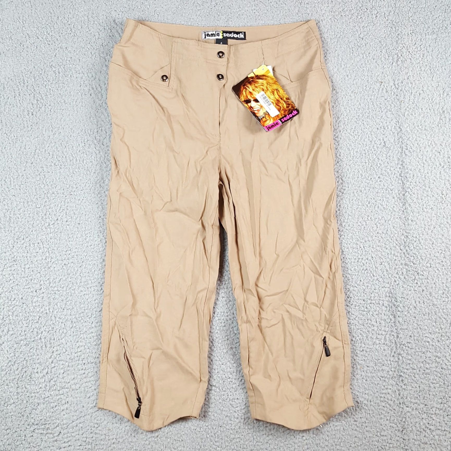 Vintage VINTAGE Jamie Sadock Capris Pants Beige Khaki Y2K Preppy Breathable Zipper Tech Capri Womens Size 4 90s Bohemian Outdoor Stylish Distressed? Size 27" / US 4 / IT 40 - 2 Thumbnail