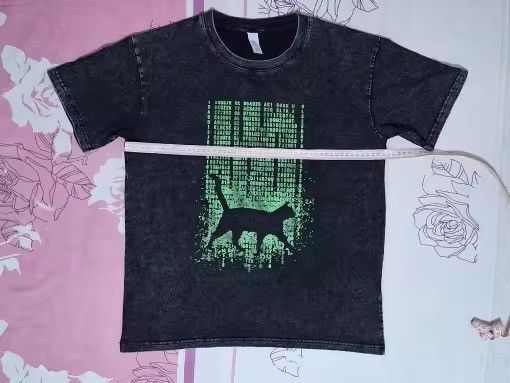 Japanese Brand Vintage Wash Matrix Cat Tee Size US XL / EU 56 / 4 - 4 Thumbnail