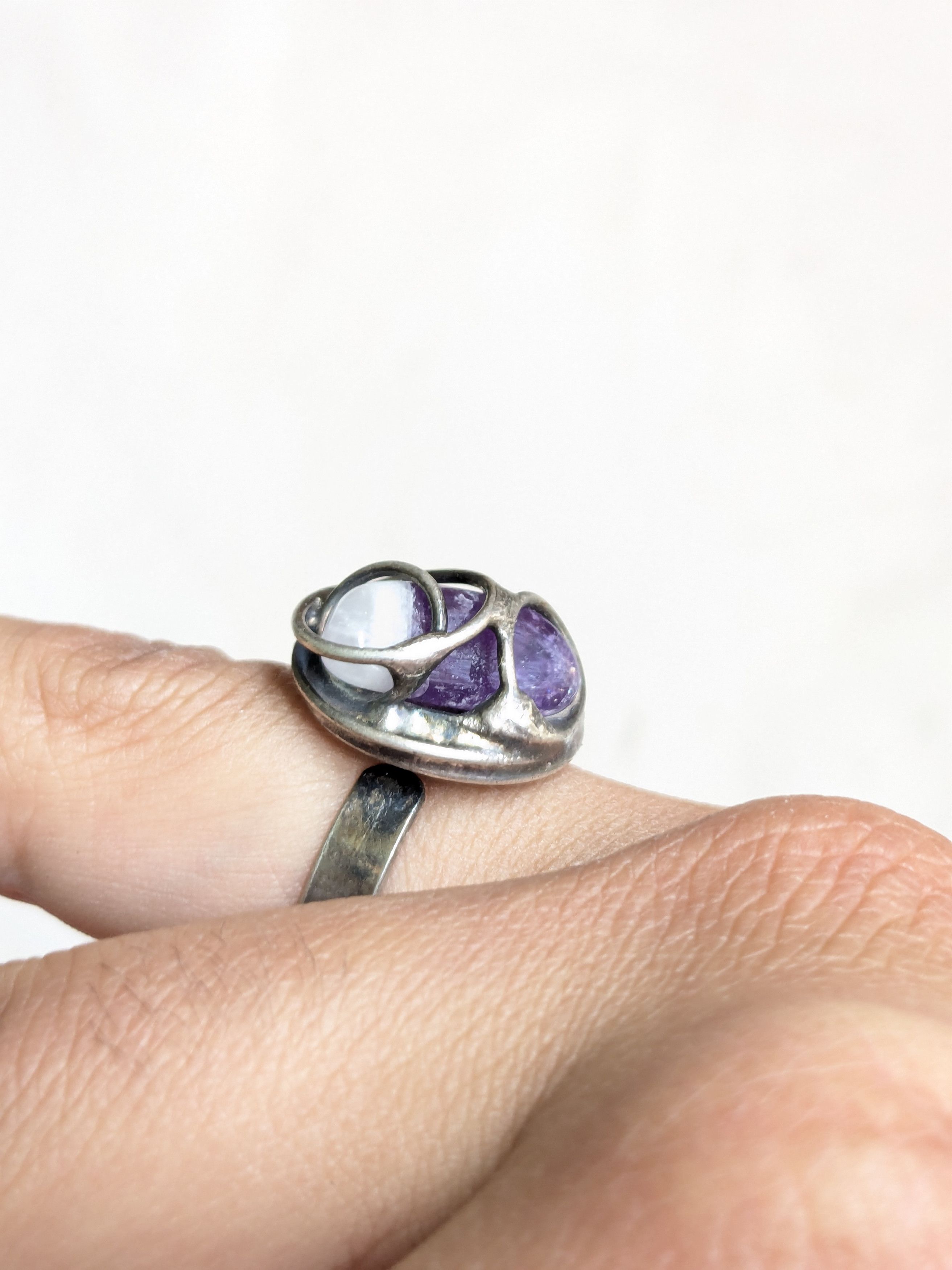 Jewelry × Vintage Vintage Sterling Silver Amethyst Ring Purple Denmark Size ONE SIZE - 12 Thumbnail
