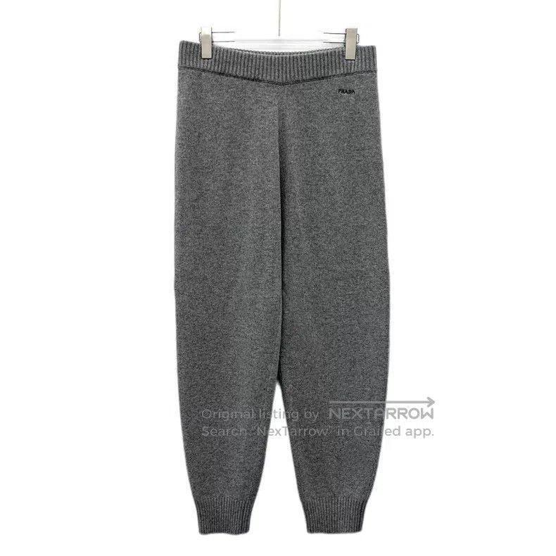 Prada Prada Gray logo letter embroidery sheep wool knitted casua Size US 30 / EU 46 - 1 Thumbnail