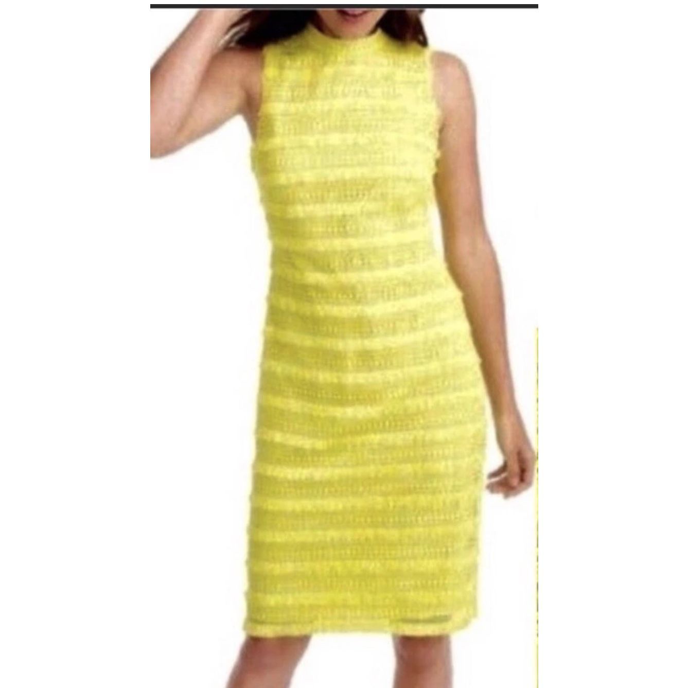 J Crew NWT Yellow Fringe Tiered Lace Sheath Sleeveless Dress -  threedaughtersproperties.com