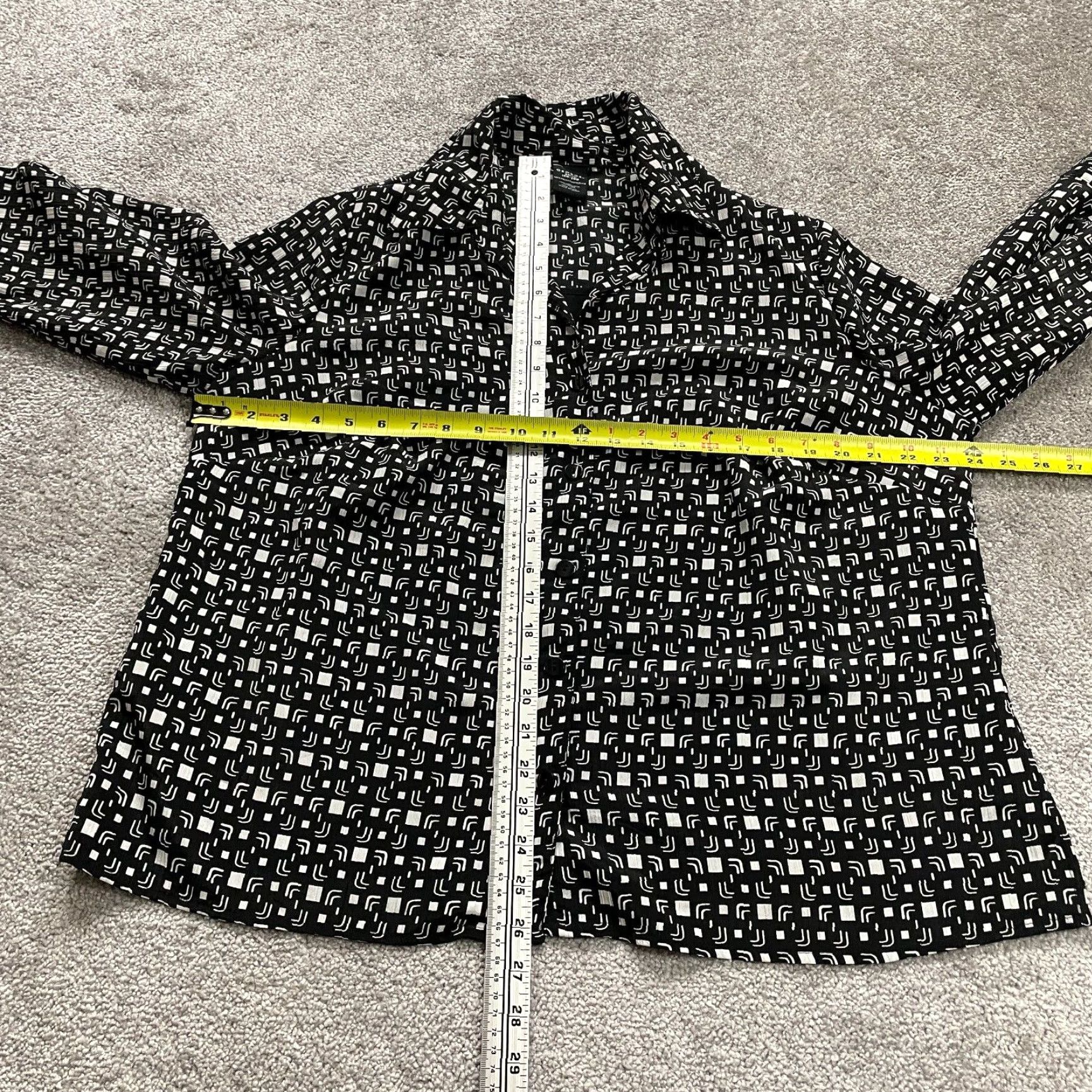 George George Button Down Shirt Womens 18/20W Black Geometric 3/4 Sleeve Size 3XL / US 20-22 - 6 Thumbnail