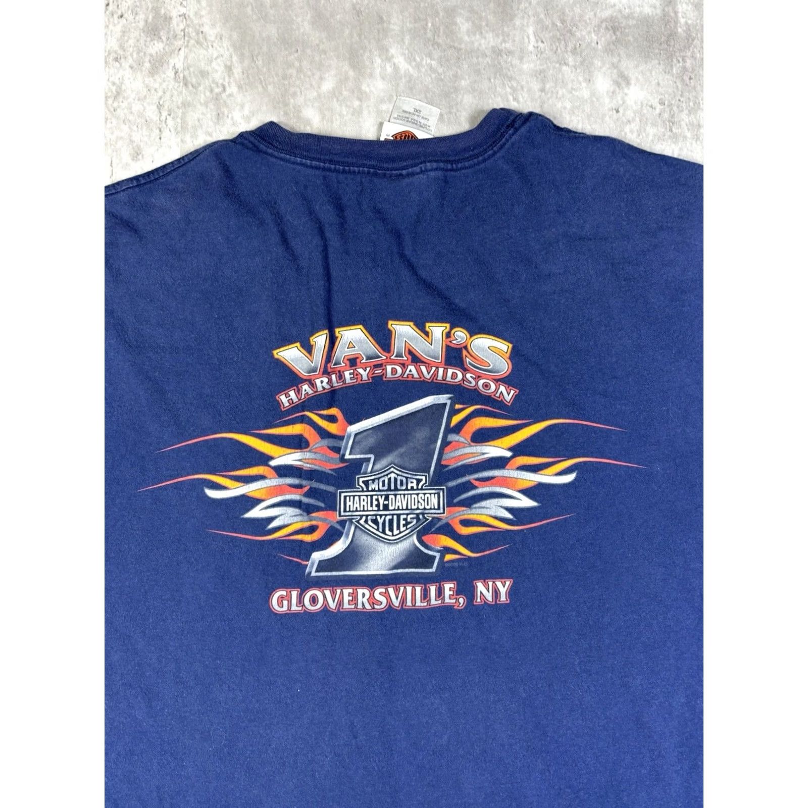 Harley Davidson VINTAGE Harley-Davidson T-Shirt 2XL Crew Neck Blue Graphic Print Biker Motorcycle USA Men Size US XXL / EU 58 / 5 - 8 Thumbnail