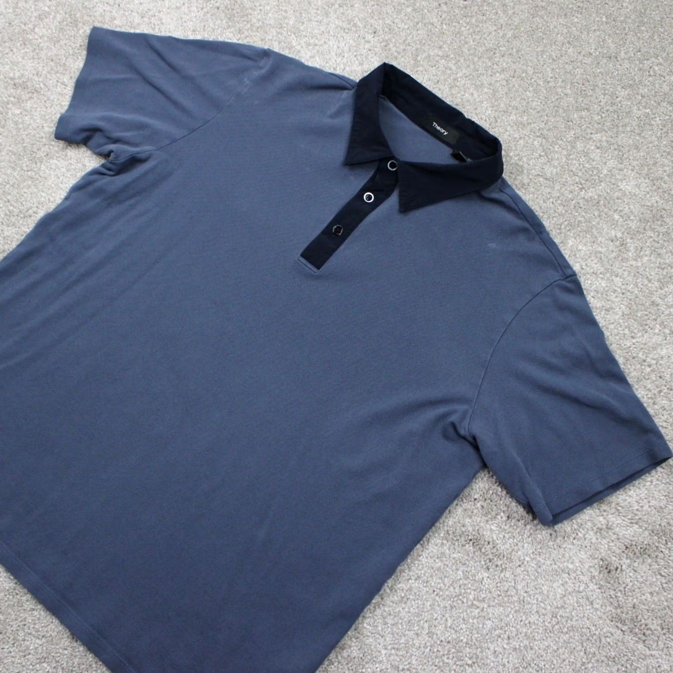 Theory Theory Mens Polo Shirt XL Blue Pima Cotton Blend Stretch Classic, Preppy Size US XL / EU 56 / 4 - 3 Thumbnail