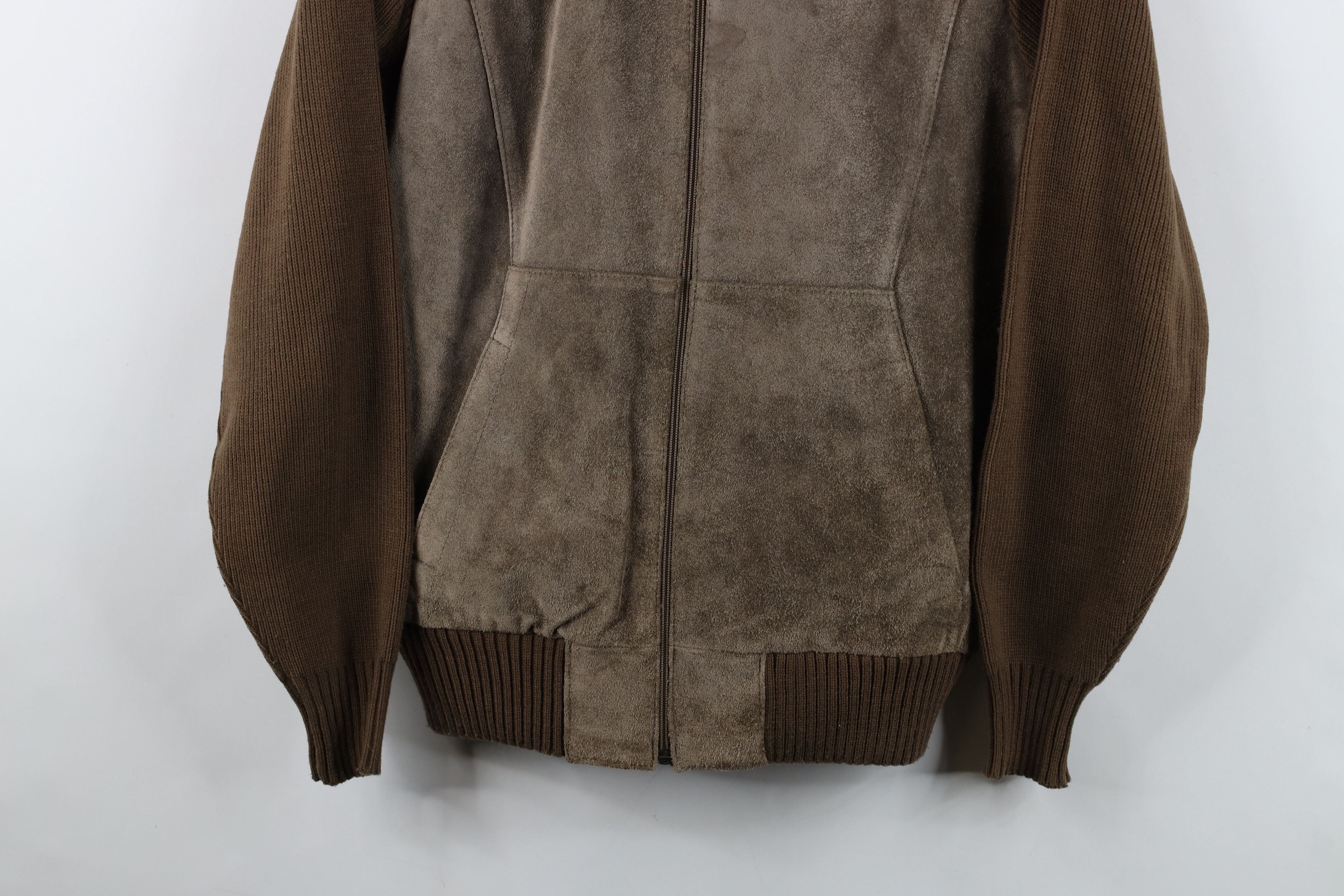 Vintage Vintage 70s Streetwear Leather Knit Sweater Jacket Swacket Size US L / EU 52-54 / 3 - 3 Thumbnail