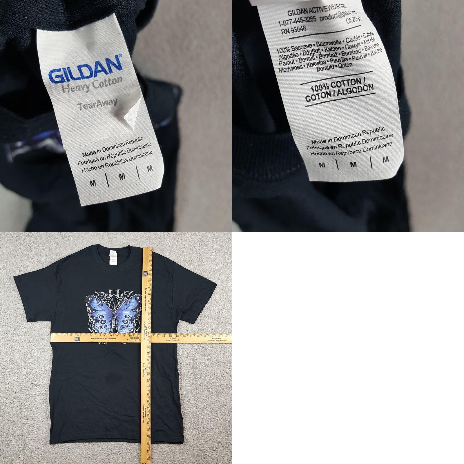 Gildan VINTAGE Y2K Butterfly Nature Women's M T-Shirt Black Cotton Gildan 90s Gothic Casual Short Sleeve Crew Neck Top Size M / US 6-8 / IT 42-44 - 8 Thumbnail