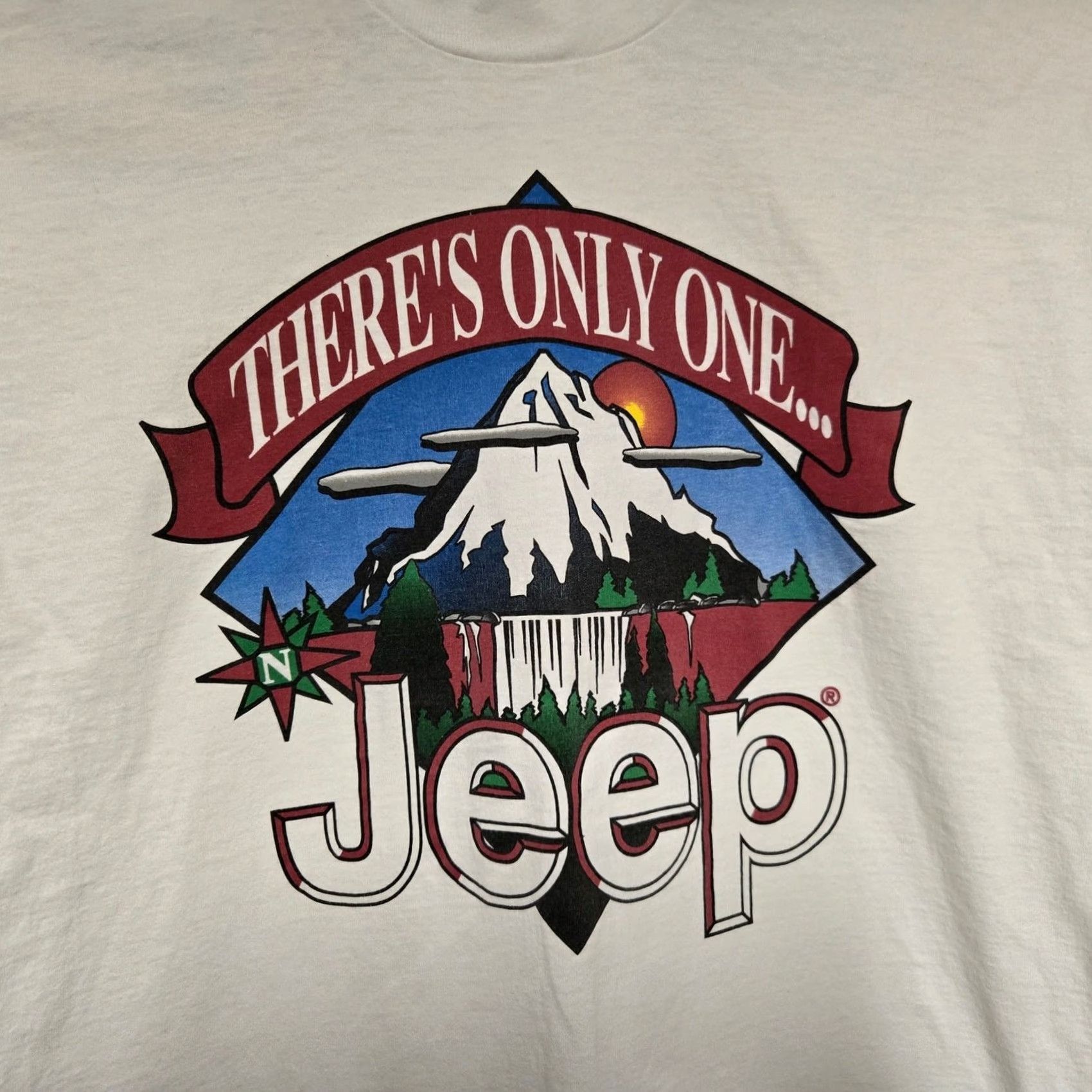 Fruit Of The Loom VINTAGE Jeep T-Shirt Men XL White There’s Only One Jeep 90s Single Stitch Mens Size US XL / EU 56 / 4 - 2 Thumbnail