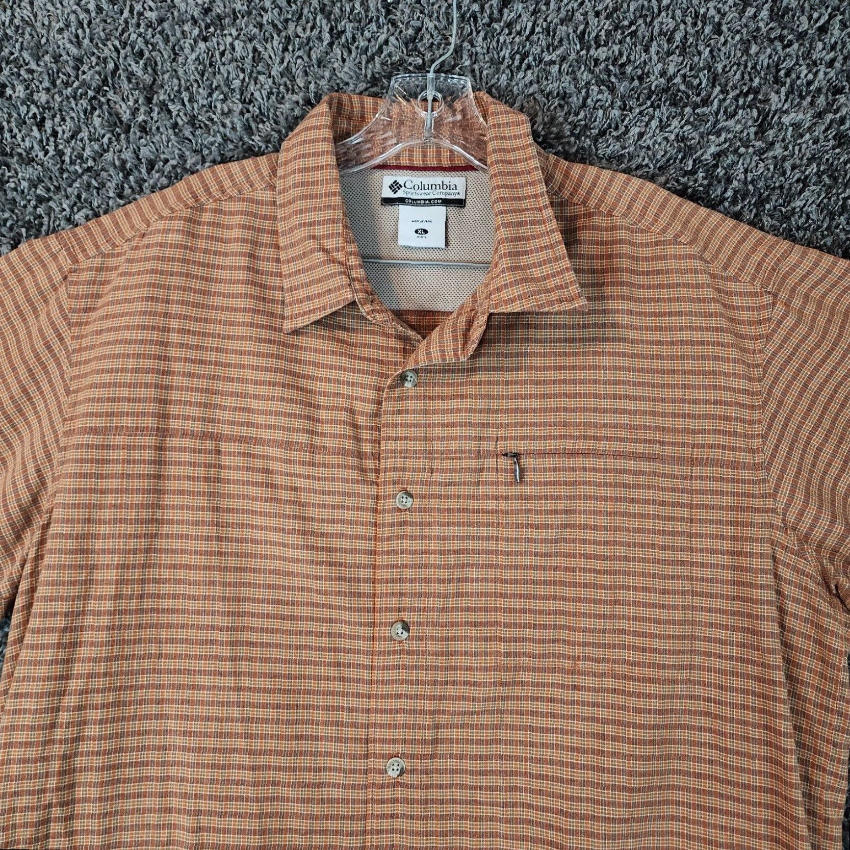 Vintage COLUMBIA Men's Orange Checkered Short Sleeve Button-Up Shirt XL Size US 36 / EU 52 - 4 Thumbnail