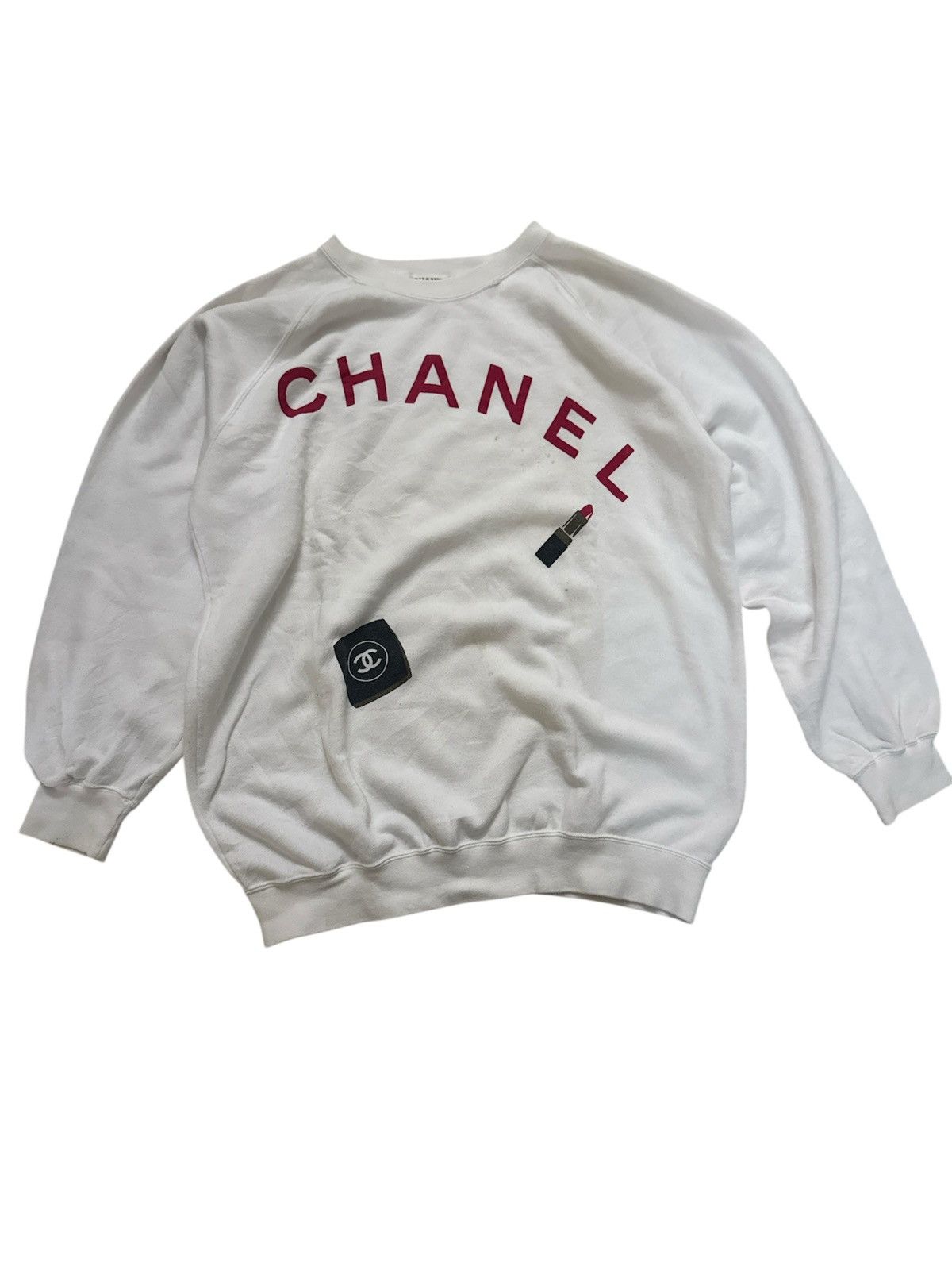 Chanel Vintage Chanel White Sweatshirt Japan Made Size L / US 10 / IT 46 - 1 Thumbnail