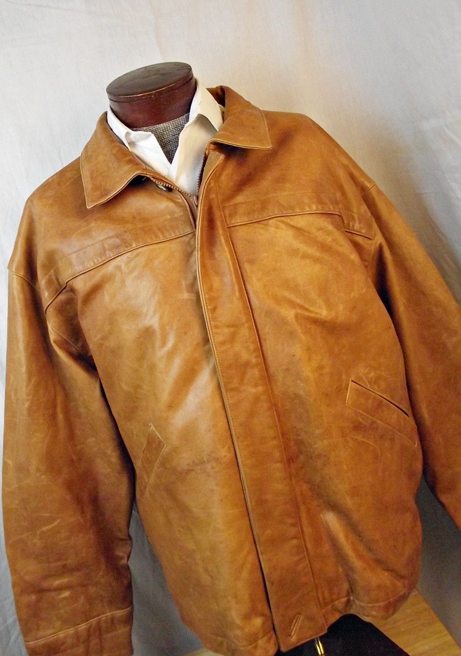 Eddie Bauer × Leather Jacket 00s Eddie Bauer Distressed Leather