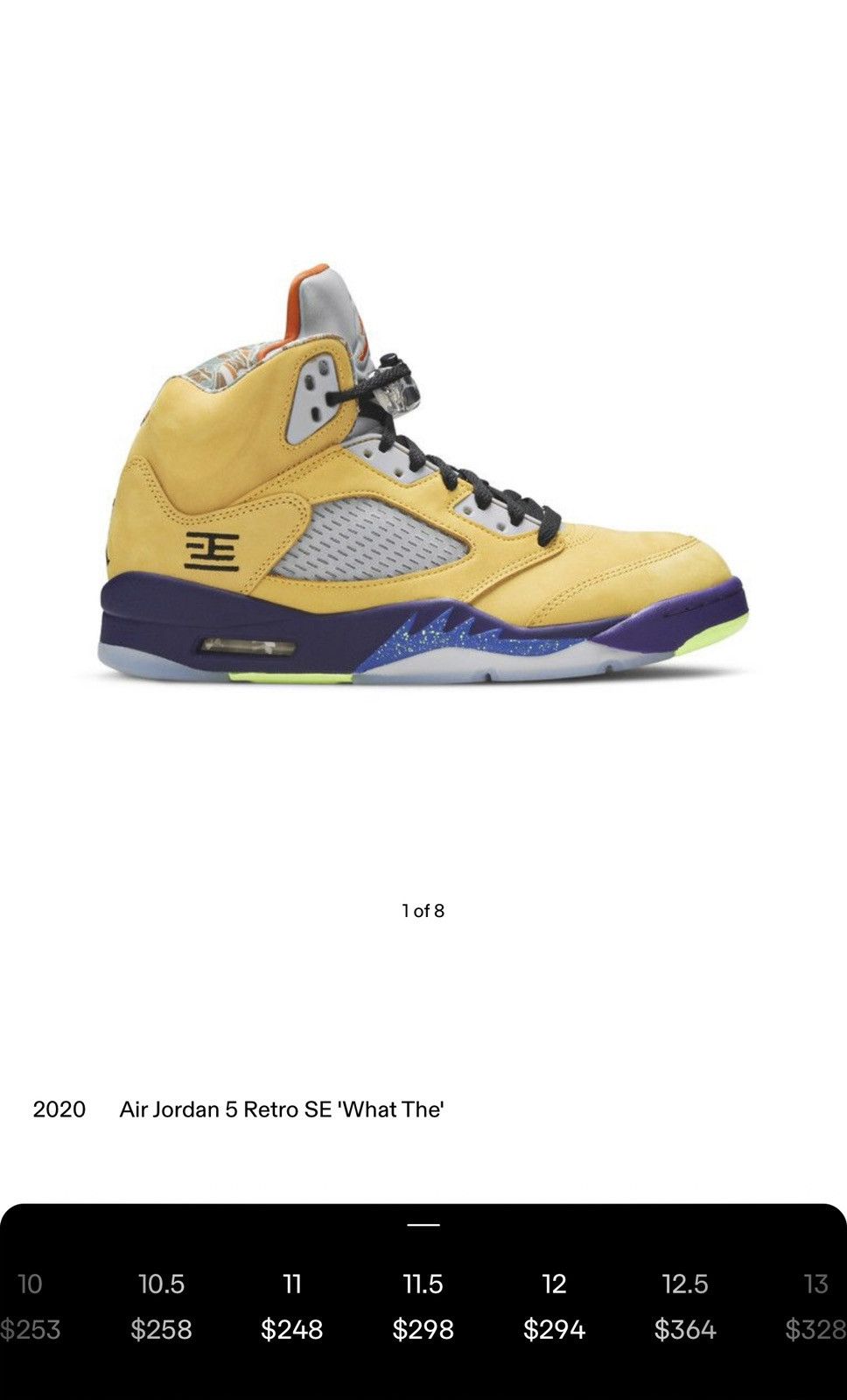 Jordan Brand Air Jordan Retro 5 “What The” Size 11.5 Size US 11.5 / EU 44-45 - 9 Thumbnail