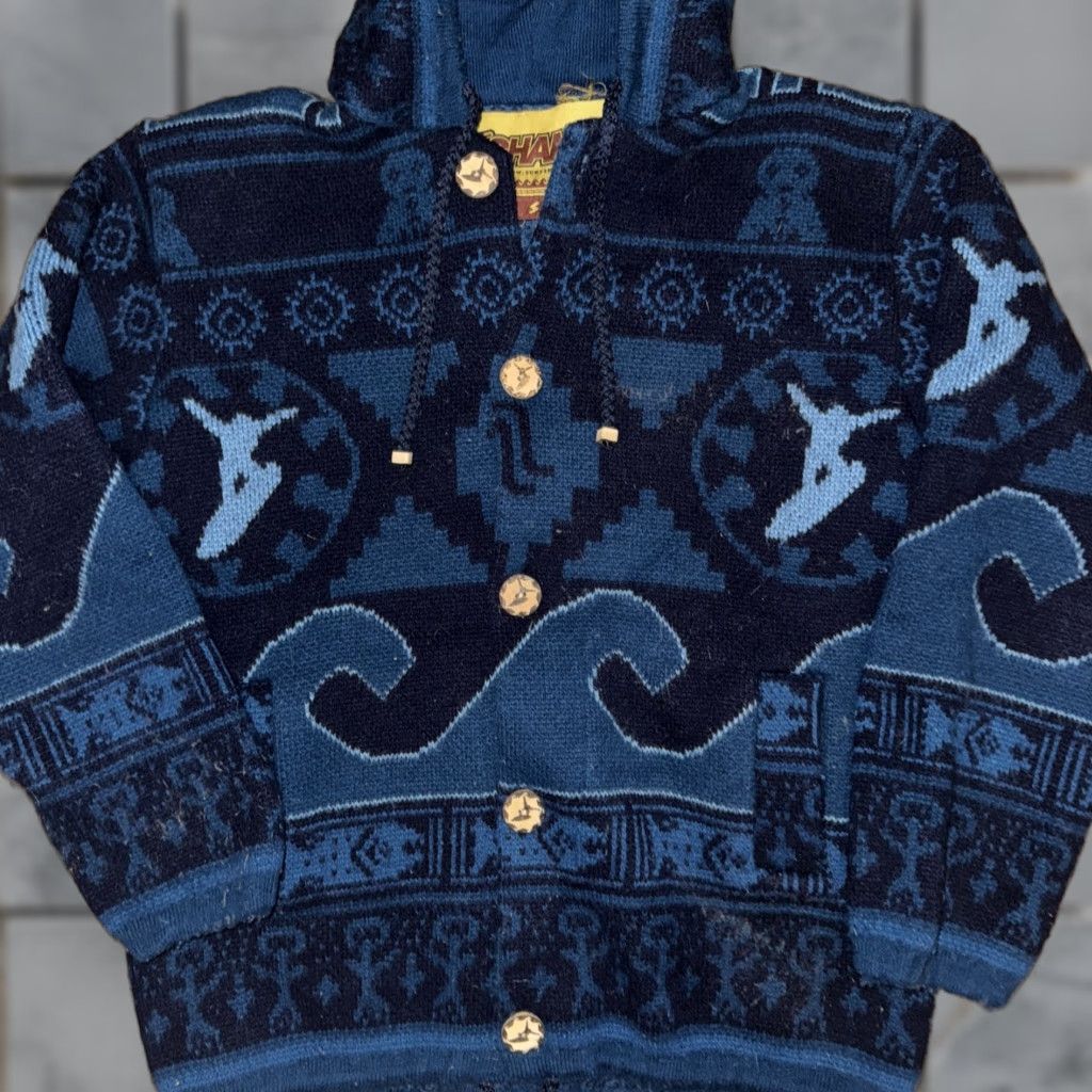 Vintage VINTAGE Surfshaman Hoodie Sweater Blue 100% Orlon Wool Knitted Sweater S 19x24 Size US S / EU 44-46 / 1 - 1 Thumbnail