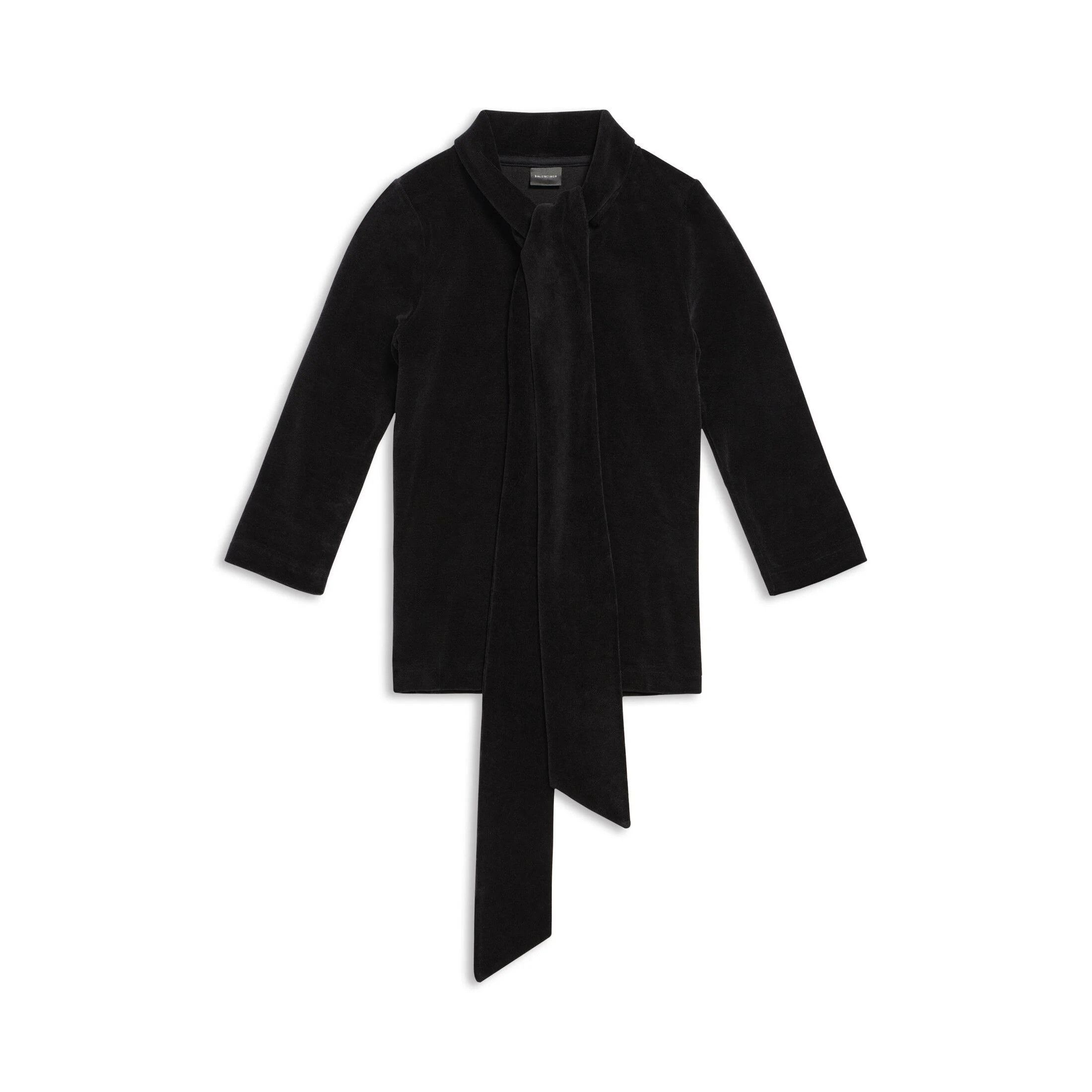 Balenciaga o1mt1gz0924 Scarf Fitted Turtleneck Blouse in Black Size XS / US 0-2 / IT 36-38 - 1 Thumbnail