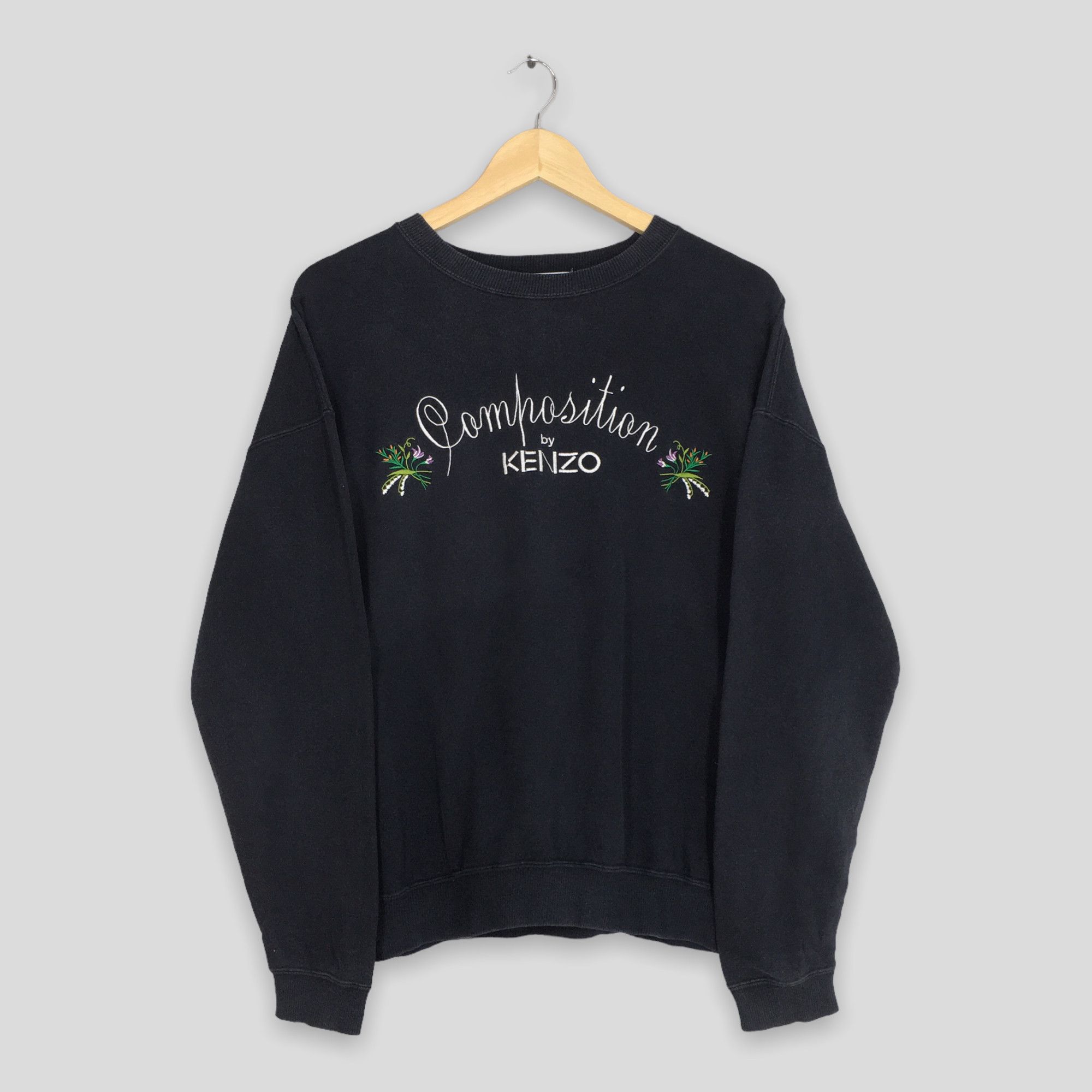 Kenzo × Vintage Vintage Composition By Kenzo Black Sweatshirt Medium Size US M / EU 48-50 / 2 - 1 Thumbnail