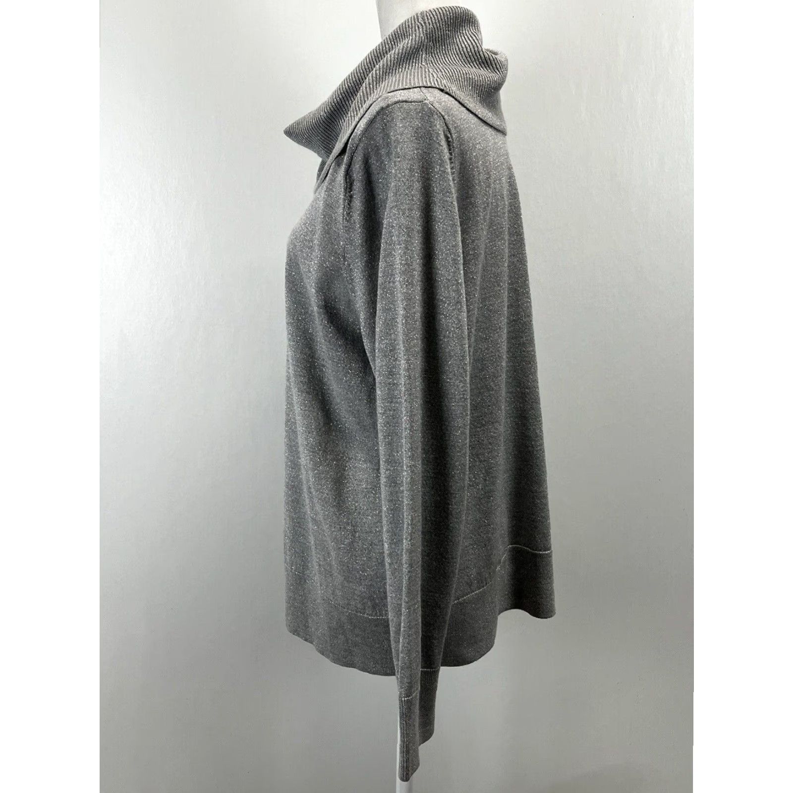 Talbots Talbots Cowl Neck Pullover Sweater Adult Extra Large Gray Shimmer Womens Size XL / US 12-14 / IT 48-50 - 2 Thumbnail