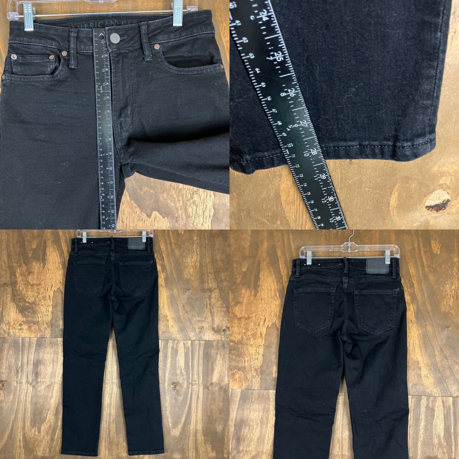 American Eagle Outfitters American Eagle Outfitters Mens Jeans Black Denim Slim Straight Stretch 29X30 Size US 29 - 8 Thumbnail