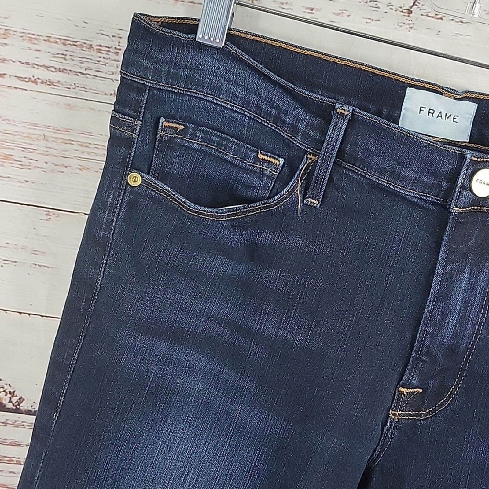Frame FRAME Le Skinny de Jeanne Dark Wash Mid Rise Jeans 30 Size 30" / US 8 / IT 44 - 9 Thumbnail