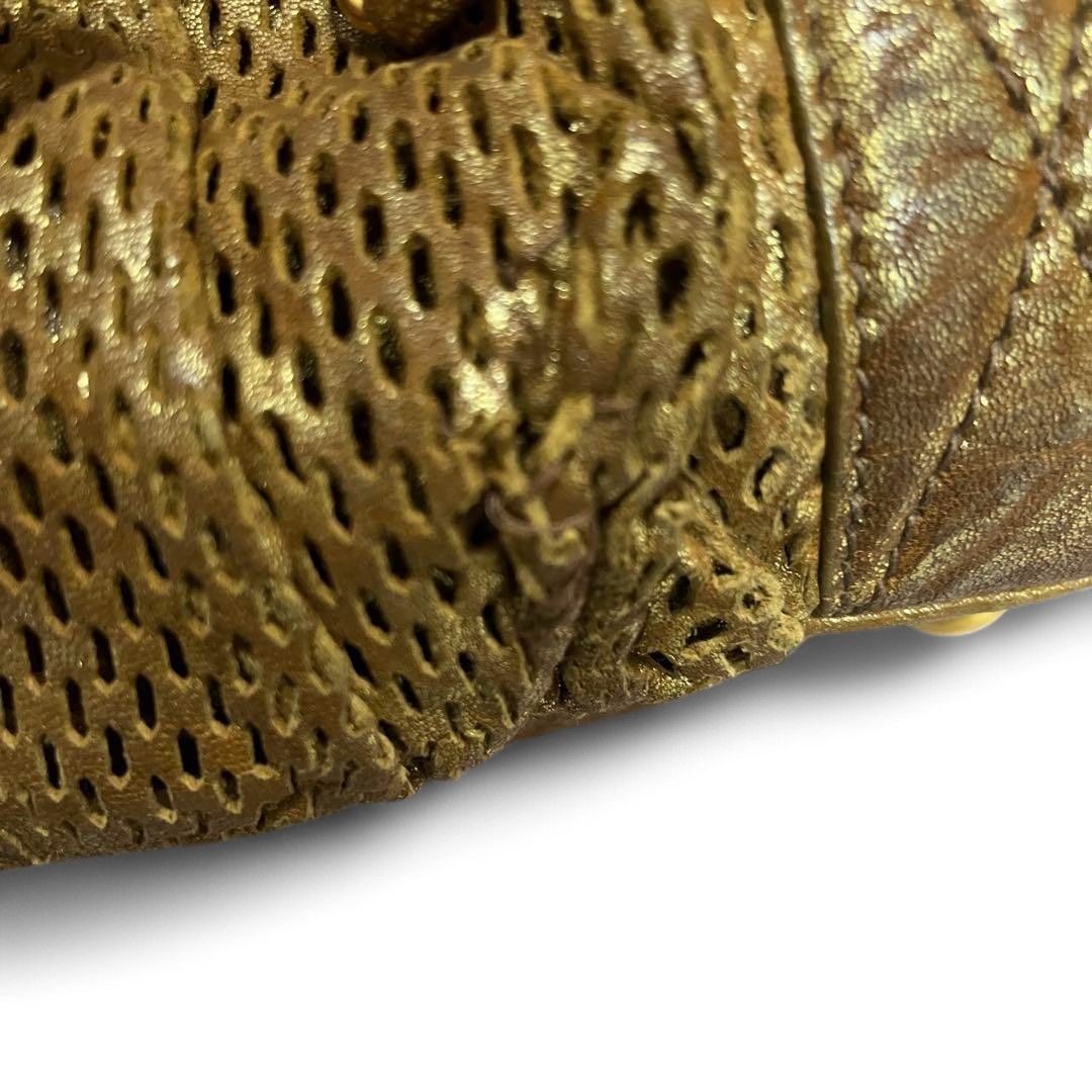 Miu Miu Miu Miu - Gold Boston Vintage Mesh Leather Handbag Size ONE SIZE - 8 Thumbnail